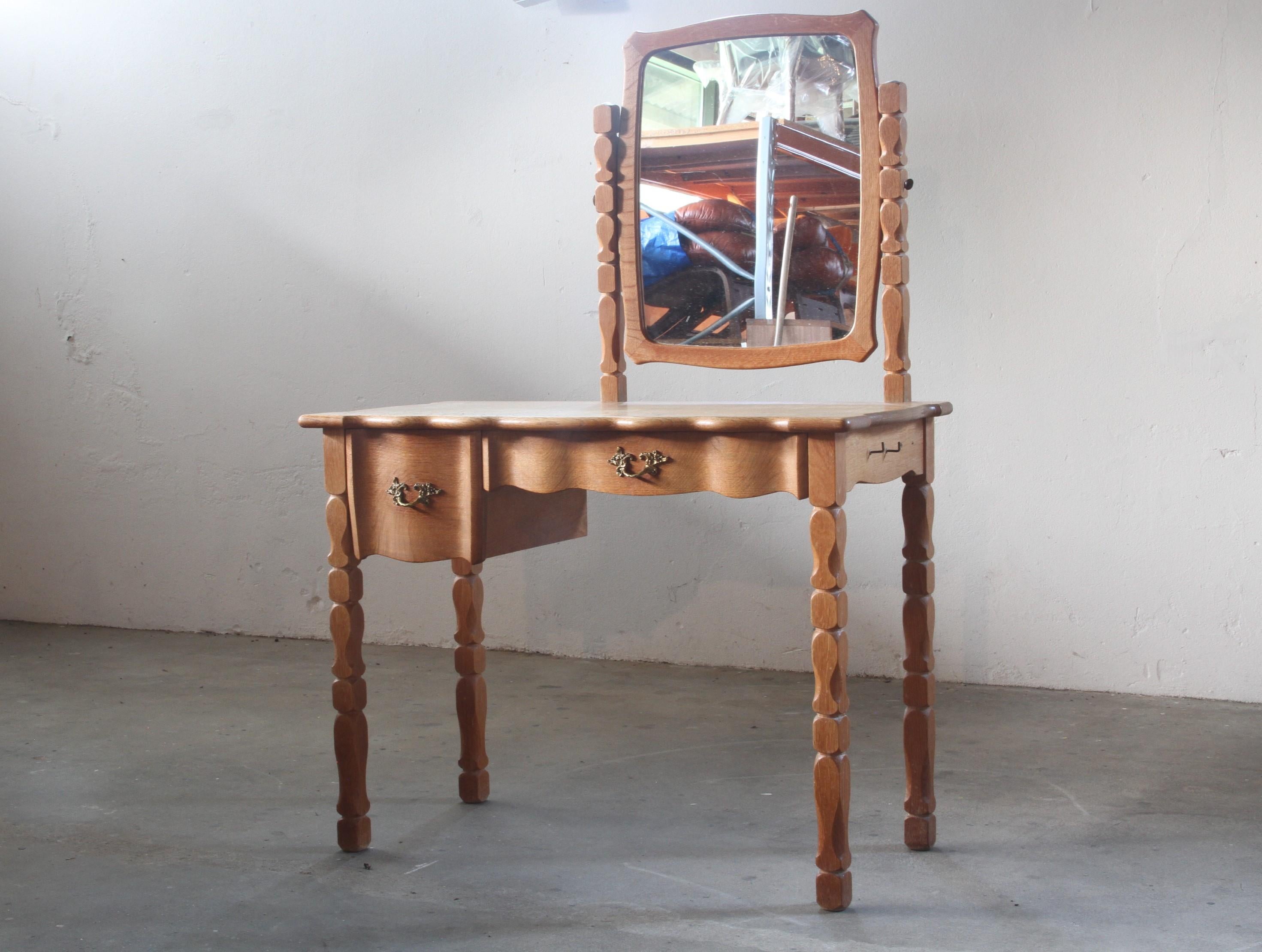 Mid-Century Modern Small Dressing Table in Brutalist Kjærnulf Style, 1960s