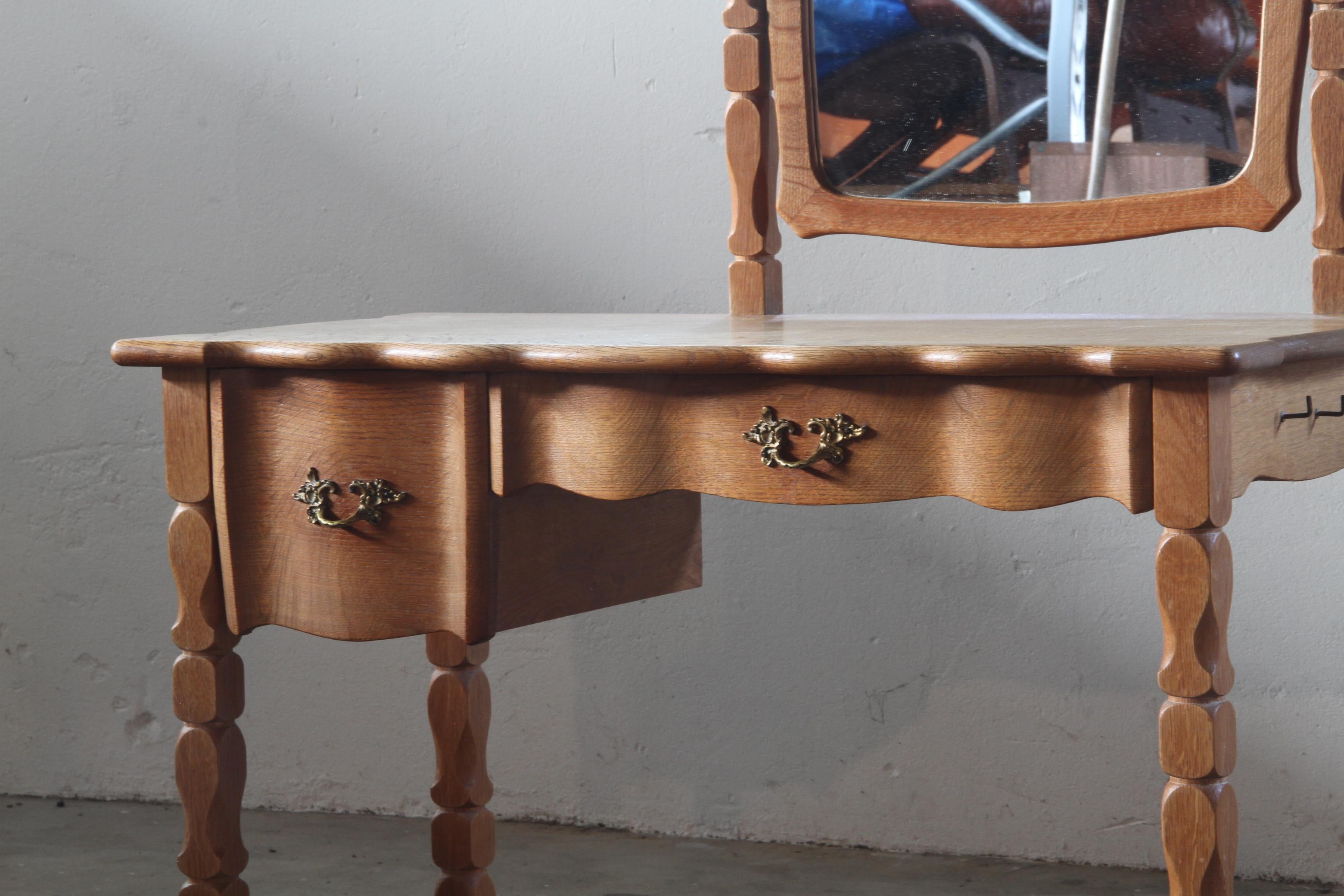 Danish Small Dressing Table in Brutalist Kjærnulf Style, 1960s