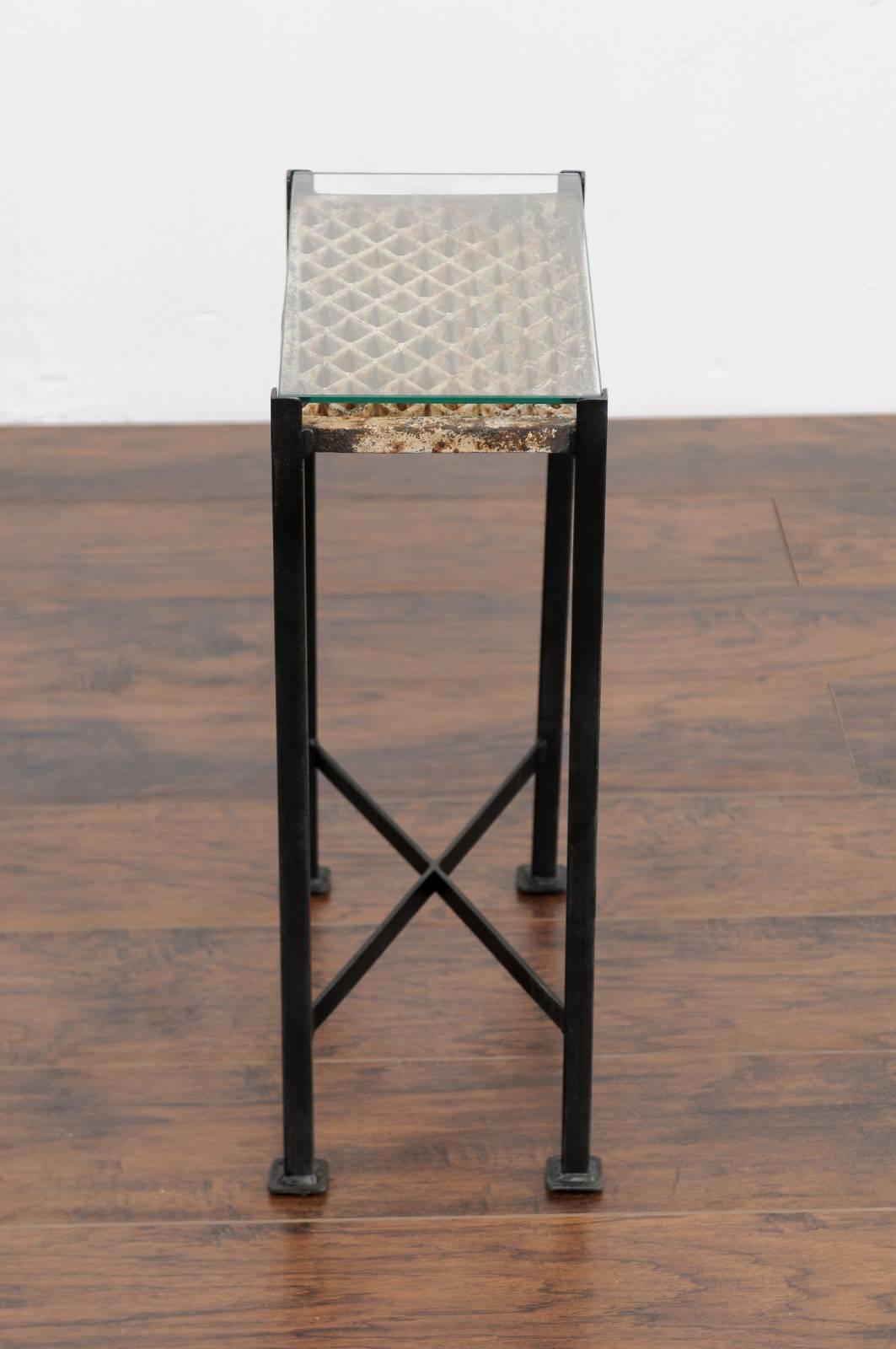 Small Drink Table Made from 1920s French Decorative Iron Panel on Custom Base 1