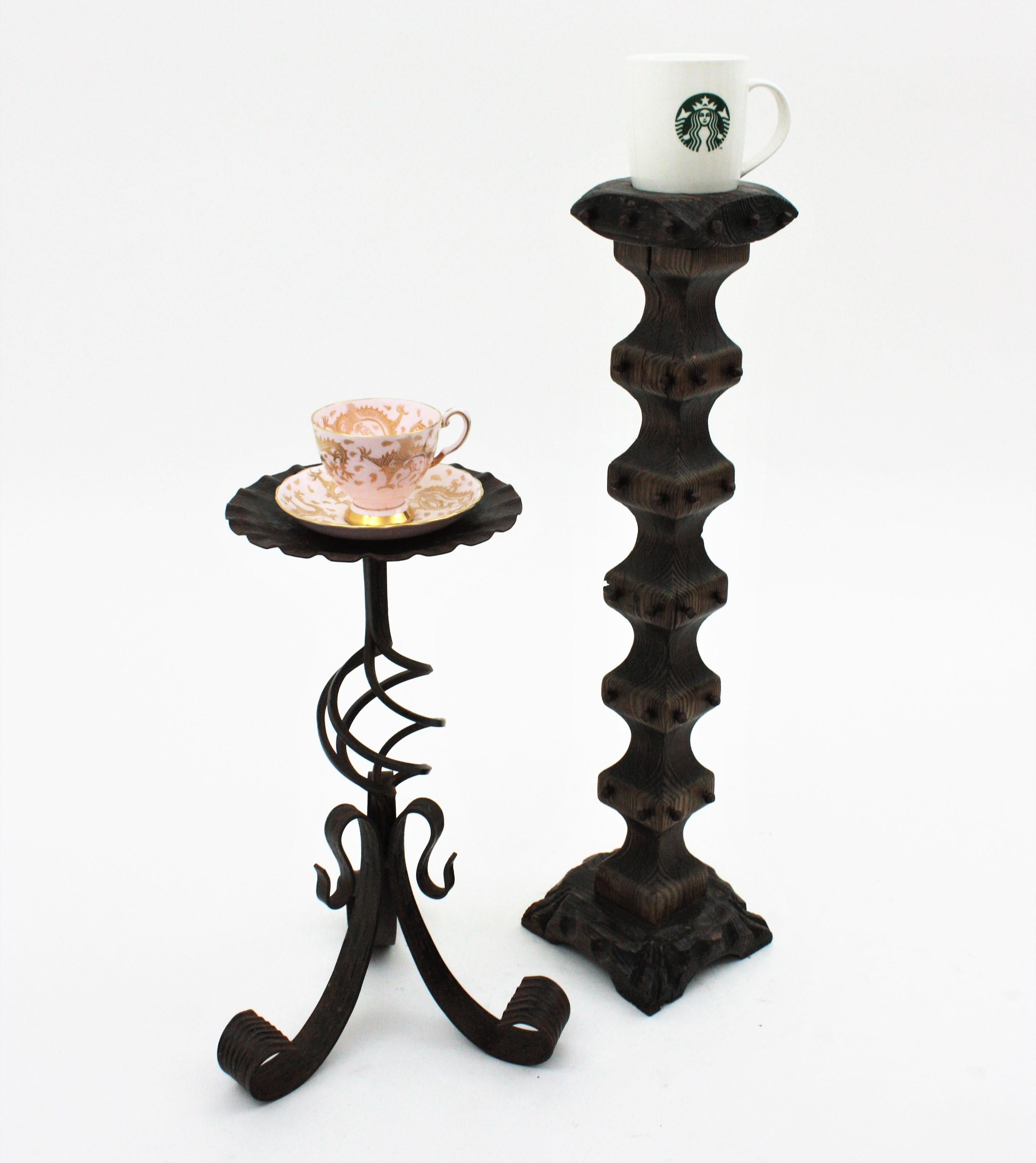 Hand-Crafted Small Drinks Table / Side Table / Martini Table in Wrought Iron For Sale