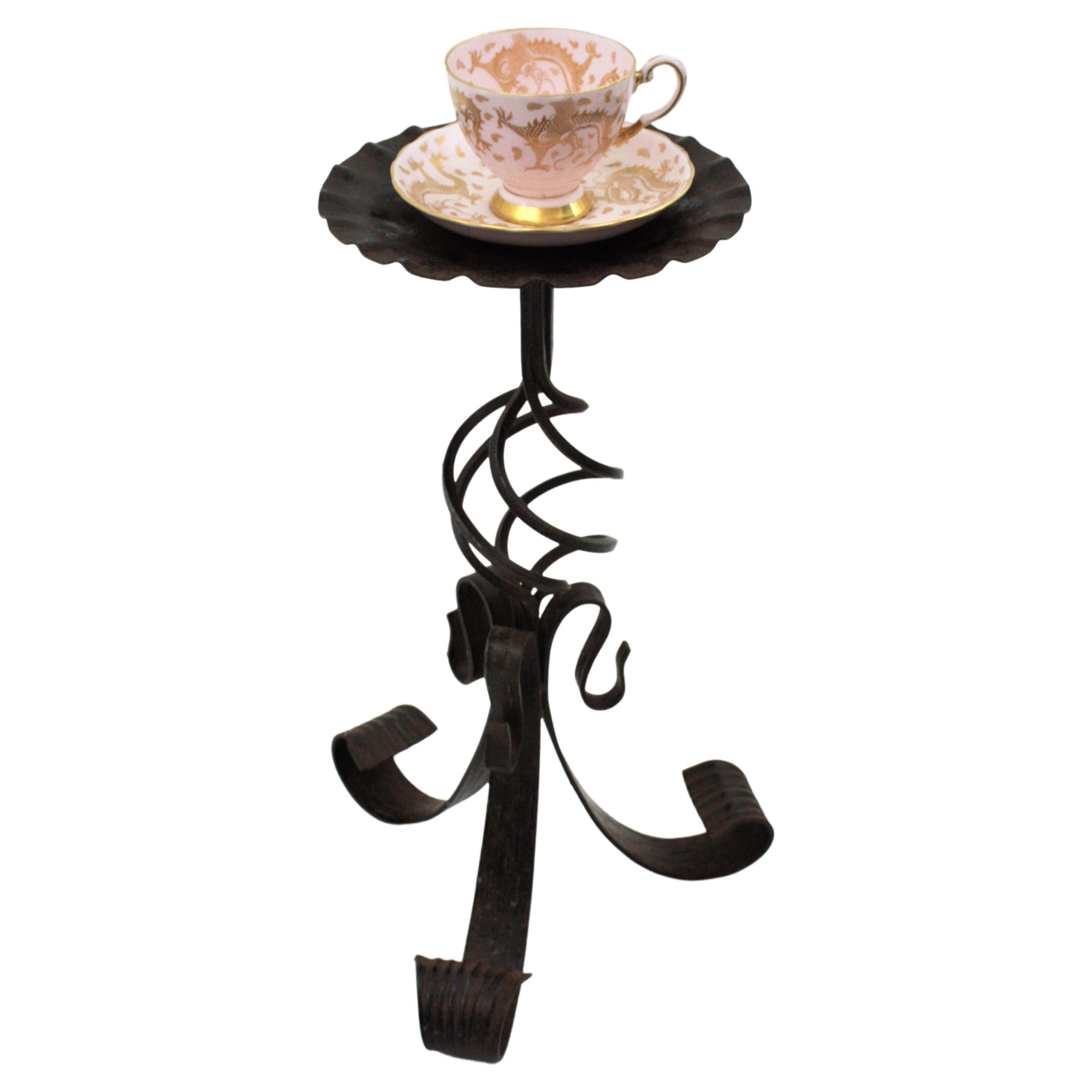 Small Drinks Table / Side Table / Martini Table in Wrought Iron For Sale