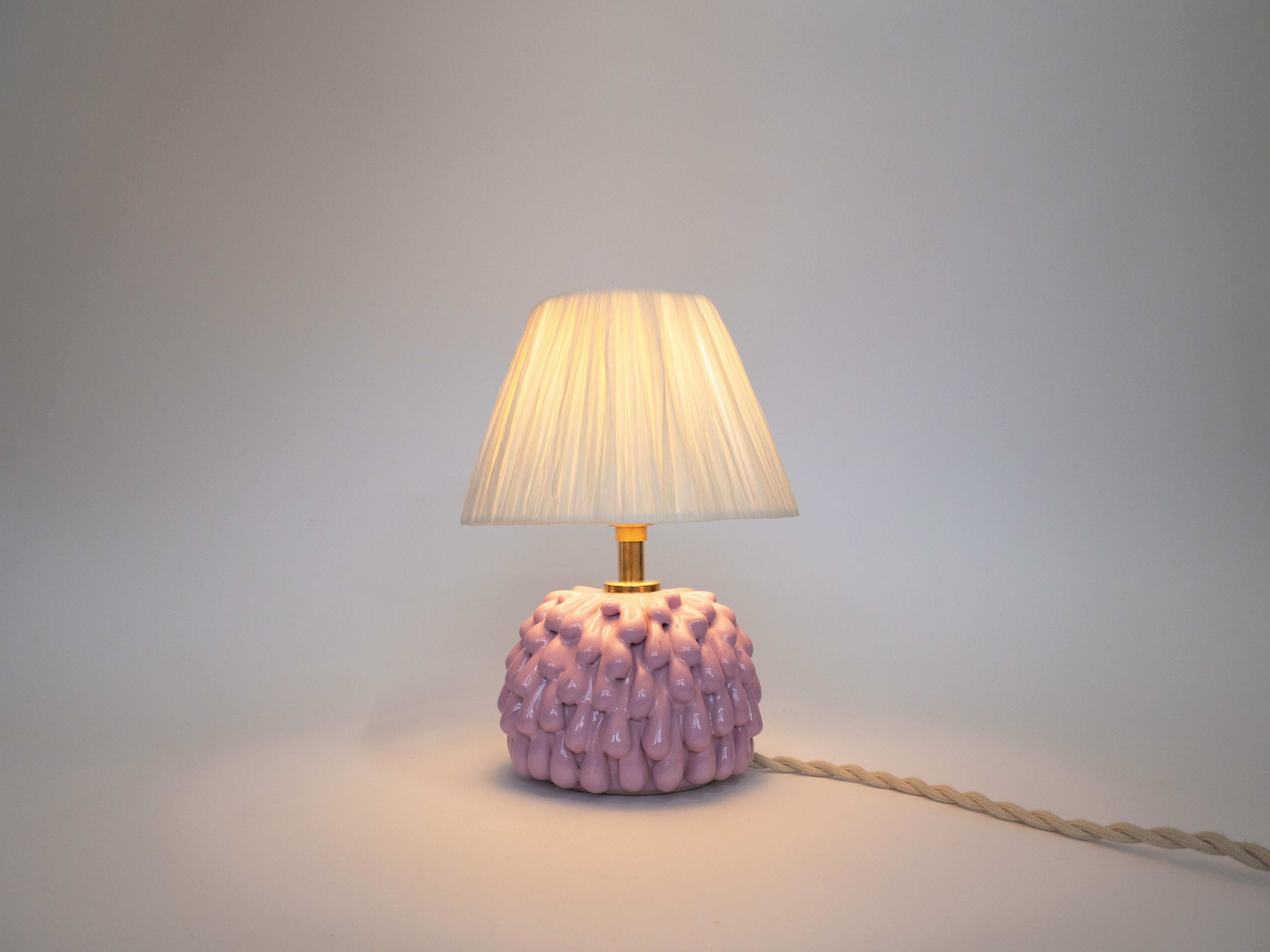 Hand-Crafted Small Drip Violet Table Lamp For Sale
