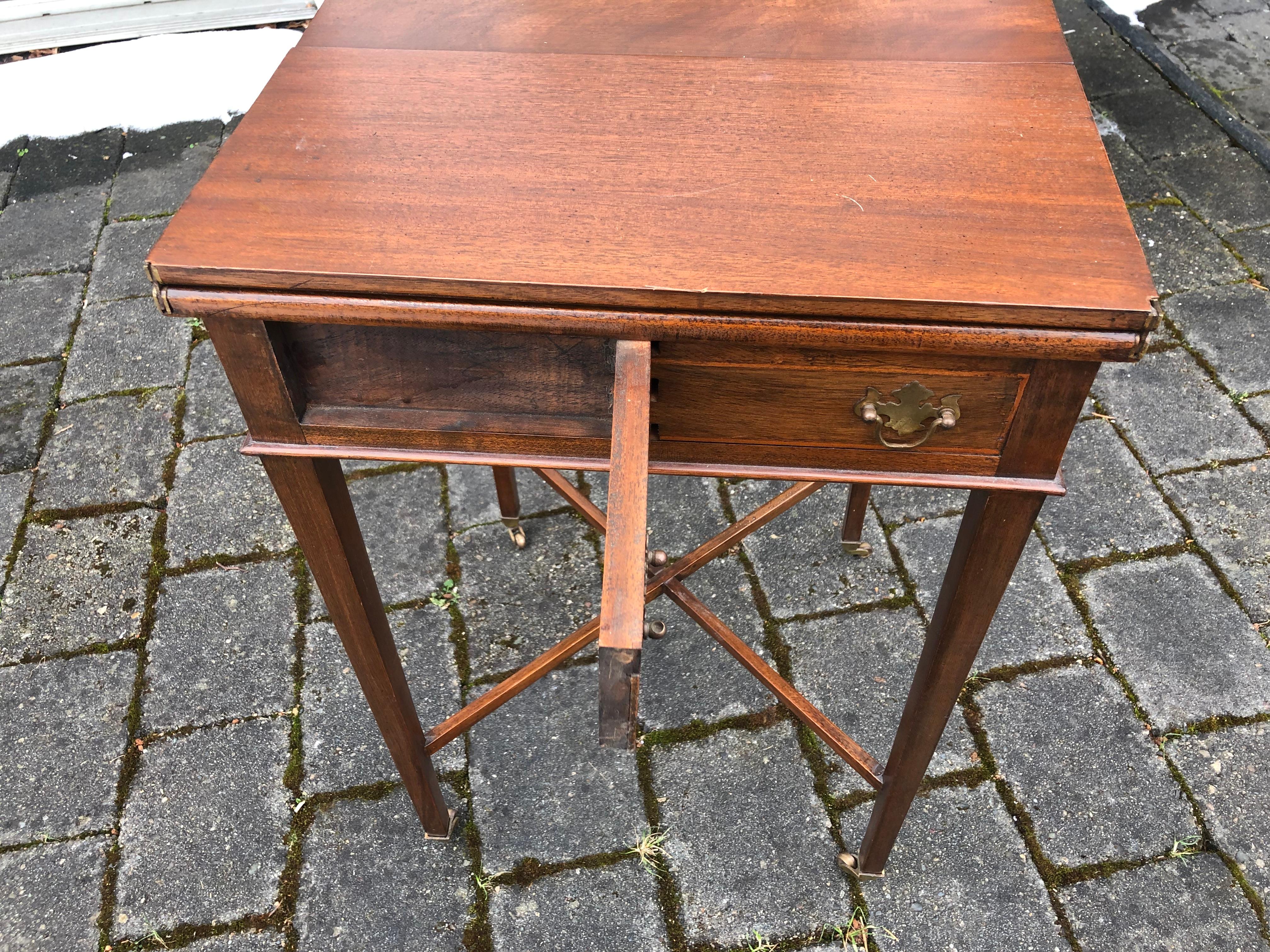 Edwardian Small Drop Leaf Game, Occasional Side Table, circa 1920 For Sale