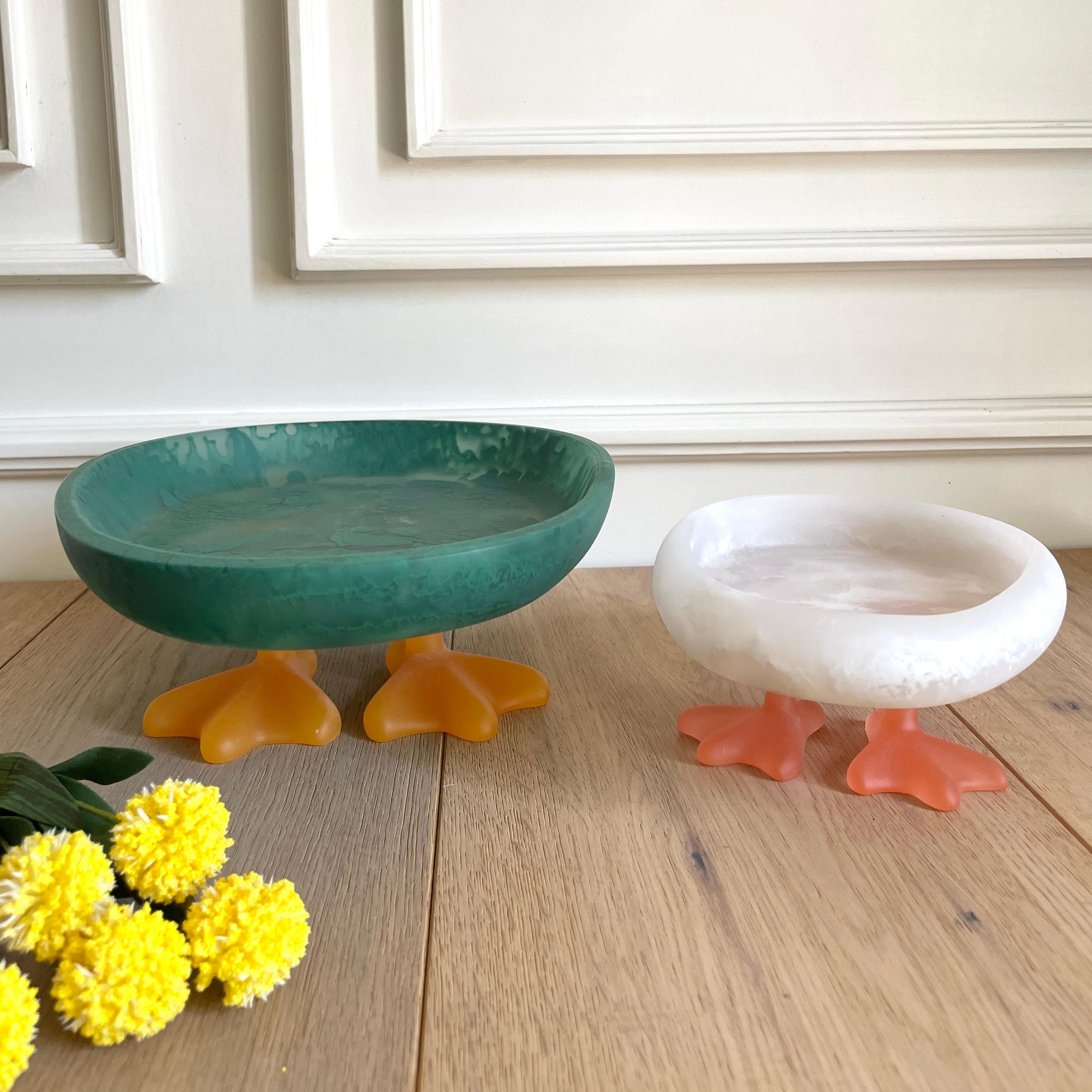 Cast Small Duckling Tray in White  Resin by Paola Valle For Sale