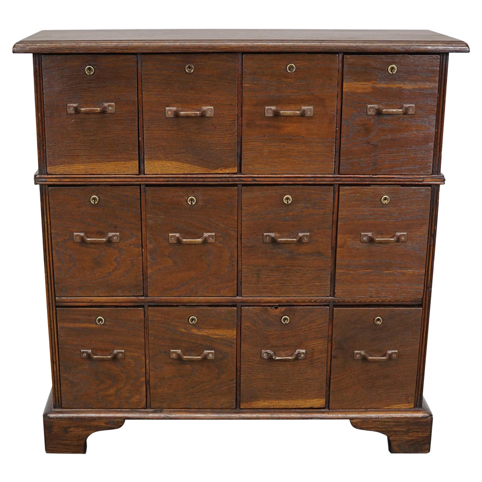 Small Dutch Oak Apothecary Cabinet, 1930s