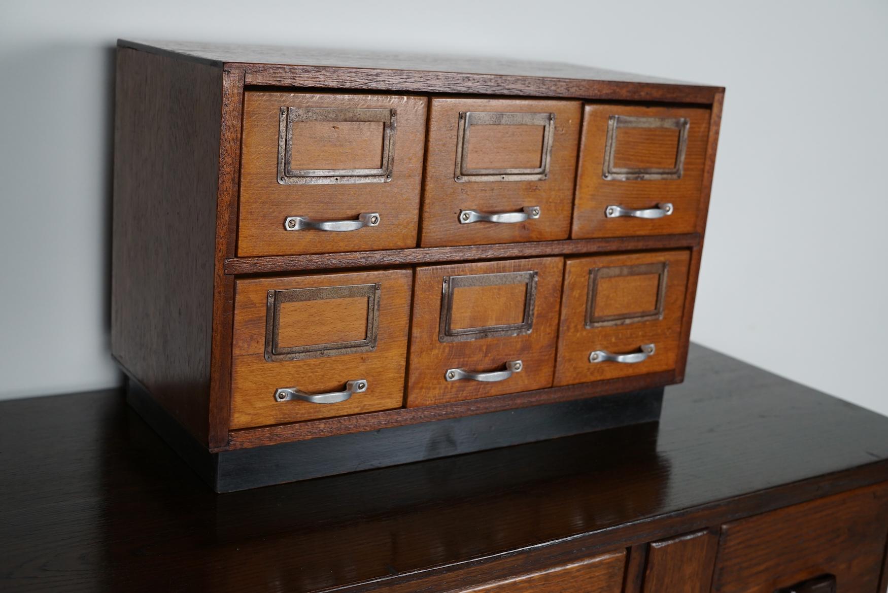 Small Dutch Oak Apothecary / Filing Cabinet Tabletop Model, circa 1940s For Sale 4