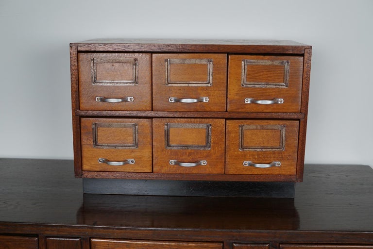 Small Dutch Oak Apothecary / Filing Tabletop Model, circa 1940s