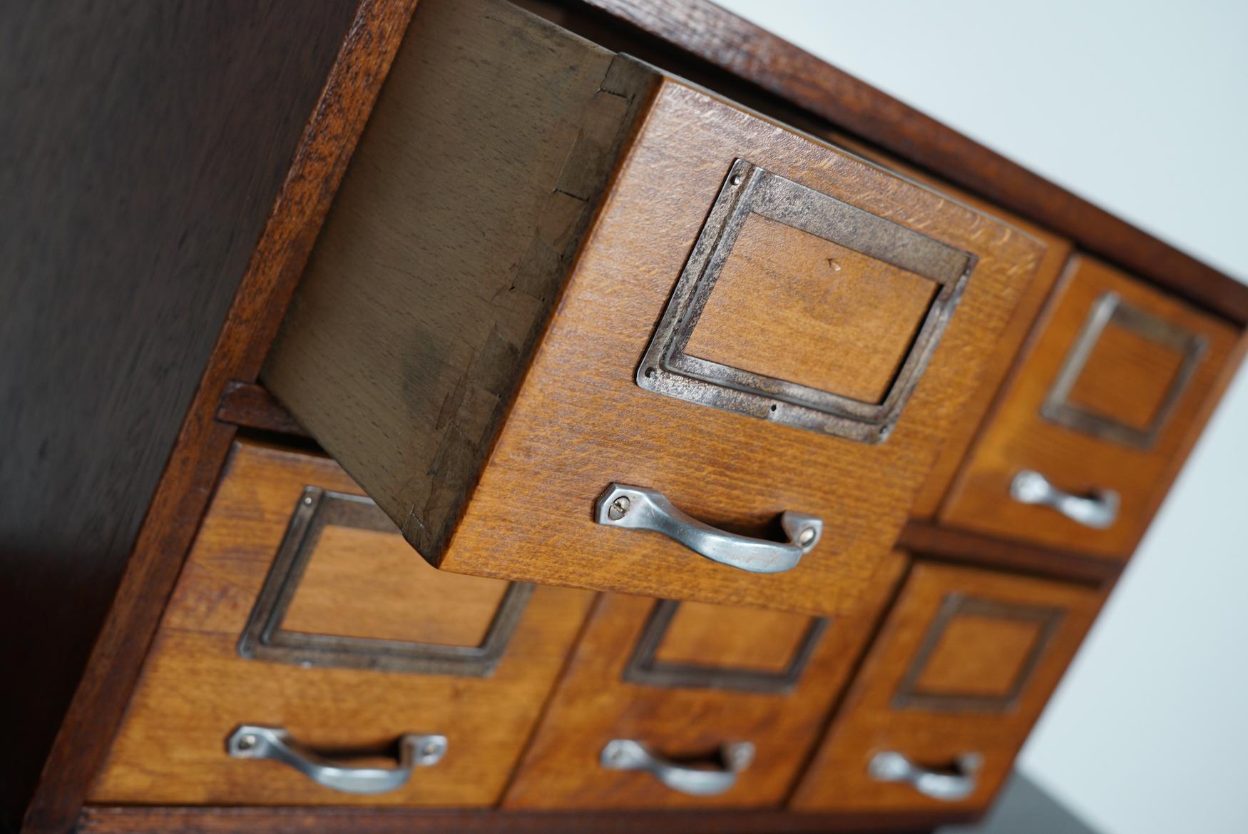 Mid-20th Century Small Dutch Oak Apothecary / Filing Cabinet Tabletop Model, circa 1940s For Sale