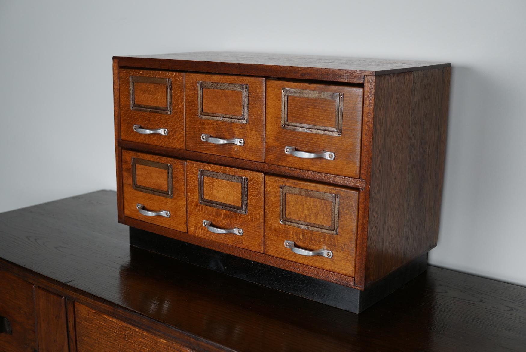 Small Dutch Oak Apothecary / Filing Cabinet Tabletop Model, circa 1940s For Sale 2