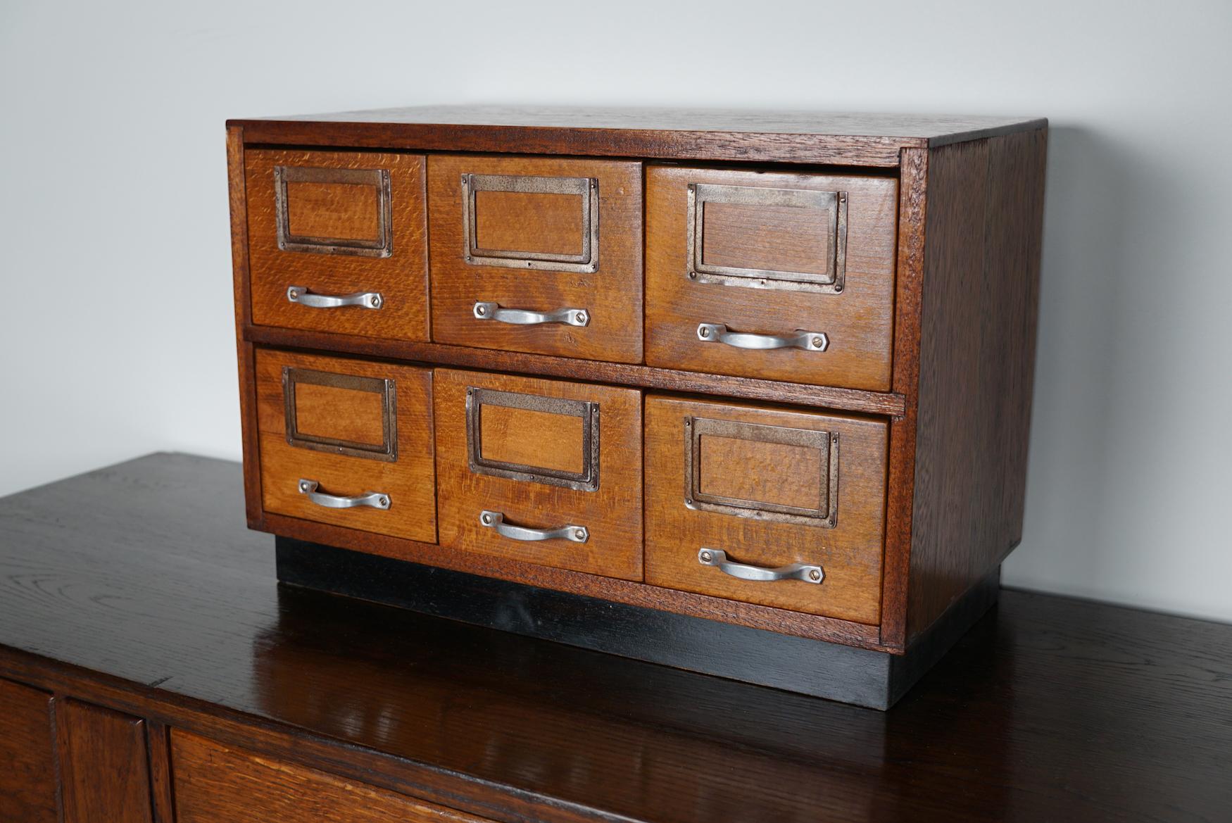Small Dutch Oak Apothecary / Filing Cabinet Tabletop Model, circa 1940s For Sale 3