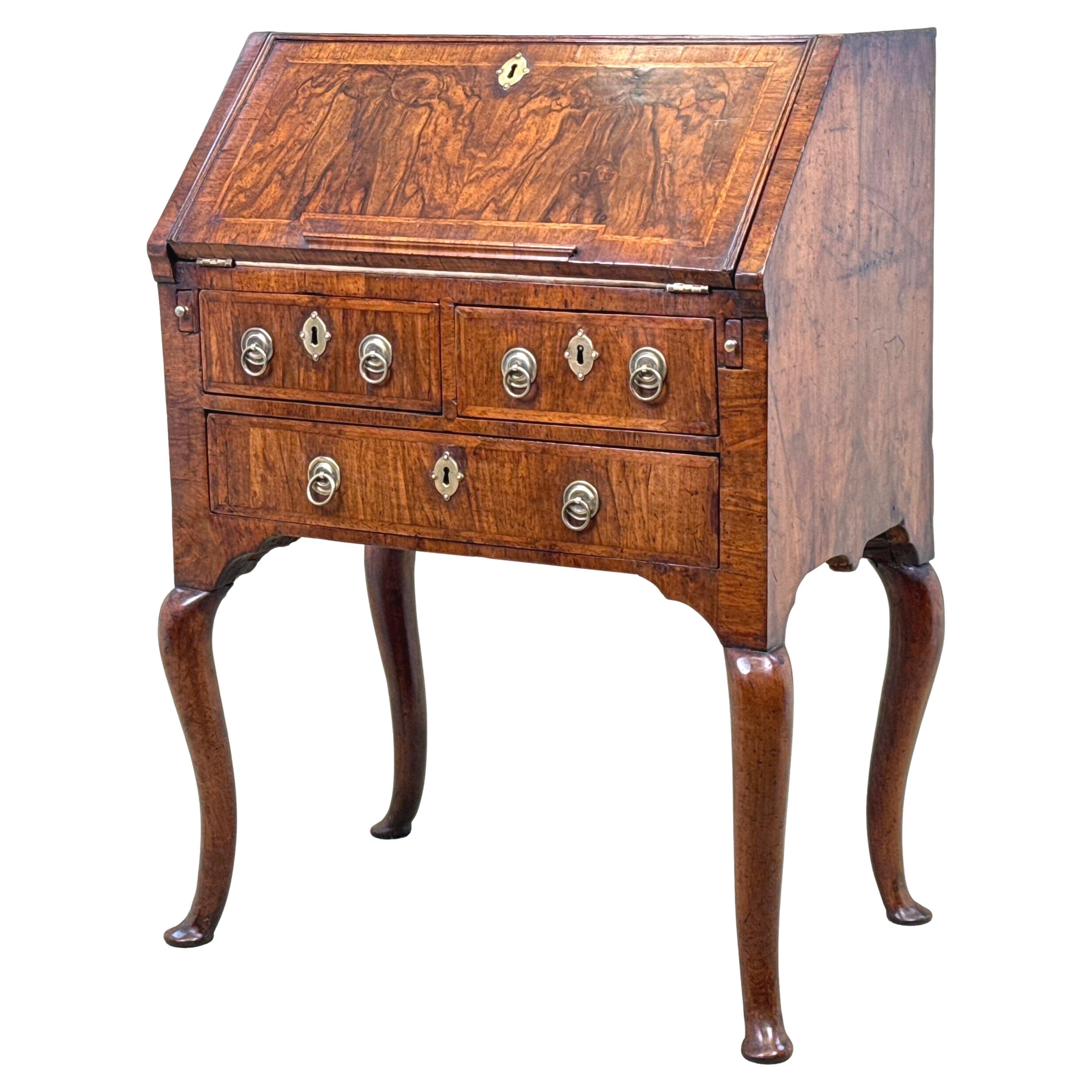Small Early 18th Century Walnut Bureau On Legs