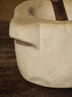 Small Early 18th Century White Marble Mortar with Pestle from France