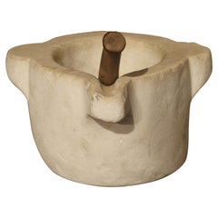 Small Early 18th Century White Marble Mortar with Pestle from France