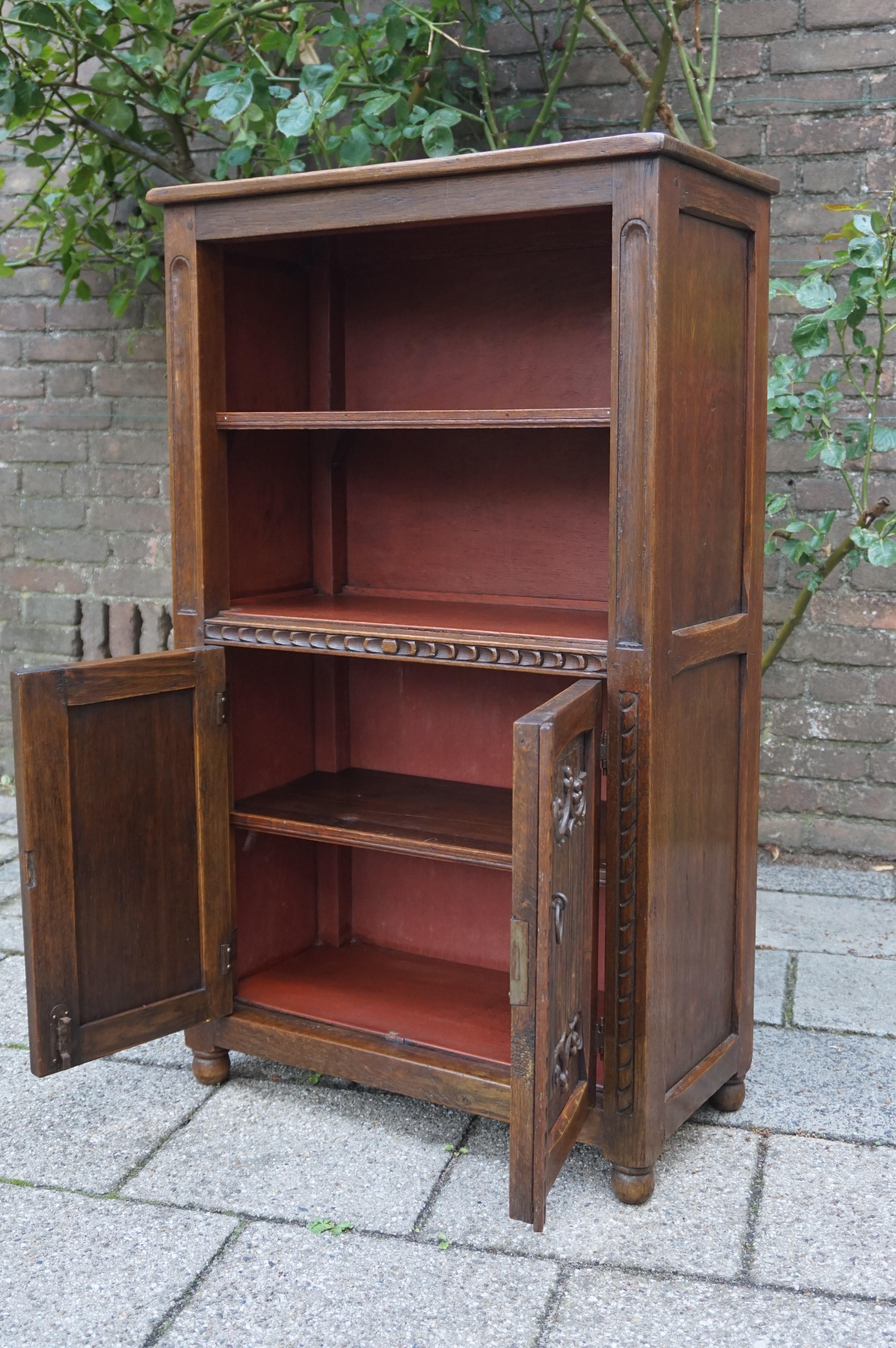 Small Early 1900s Gothic Revival Oak Monastery Bookcase for Books and