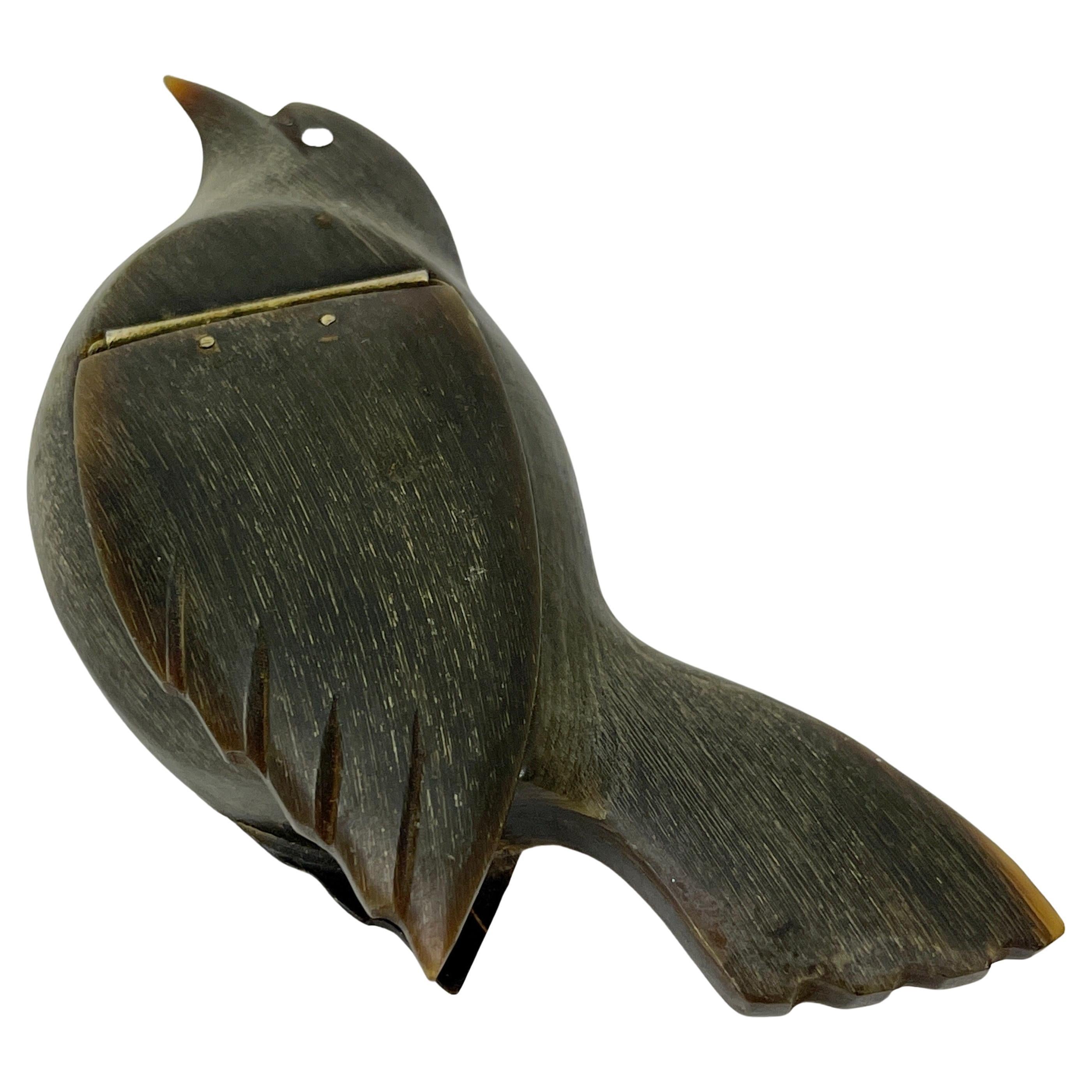 French Small Early 19th Century Antler Bird Snuff or Pill Box, France