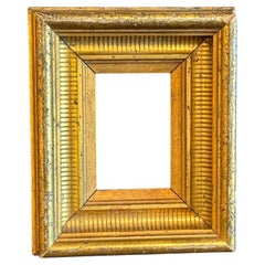Small Early 19th Century European Gilt Gold Wood Fluted Art Frame