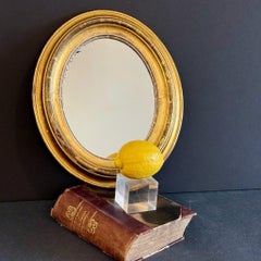 Small Early 19th Century French Gold Gilt Wood Oval Wall Mirror