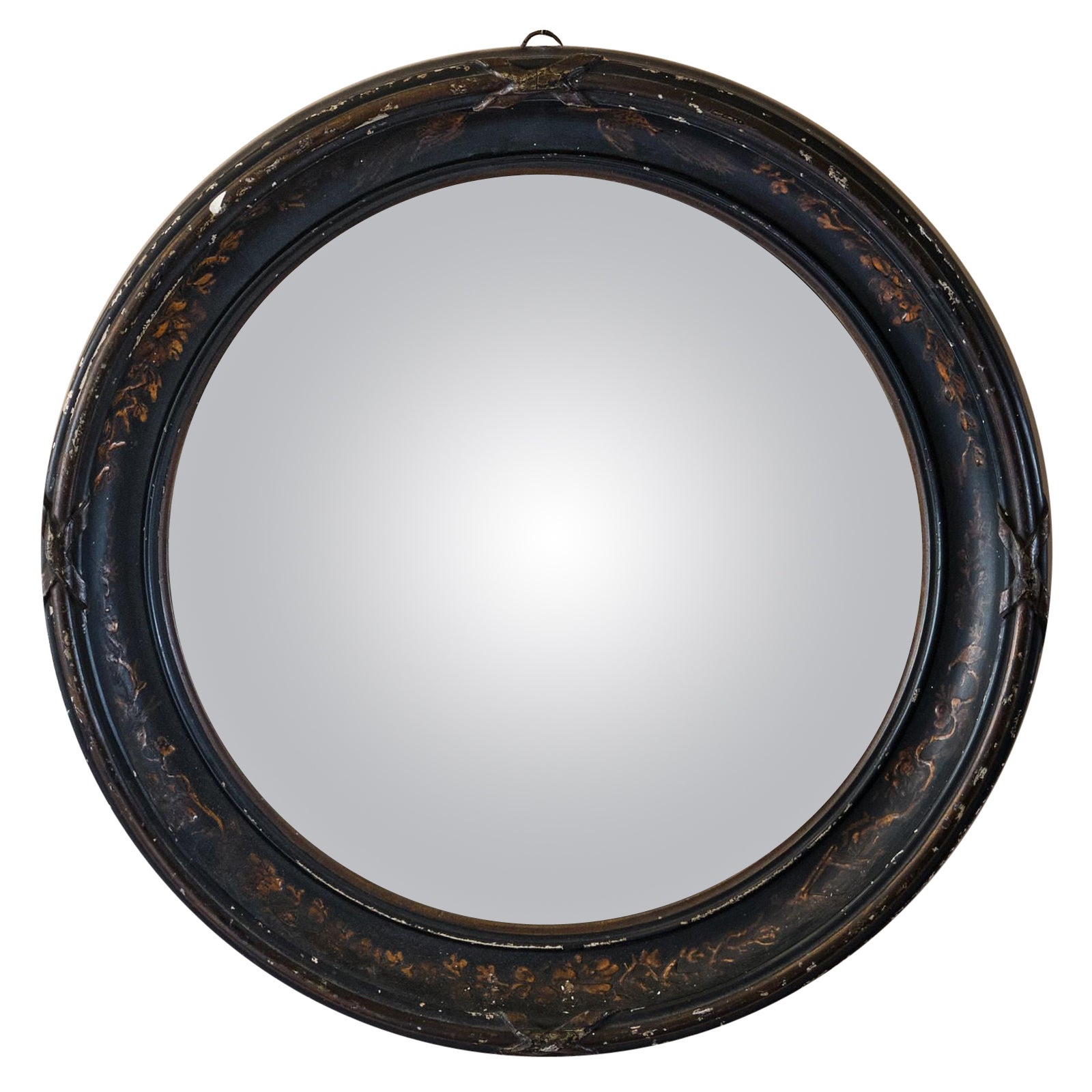 Small Early 19th century Japanned Convex Mirror