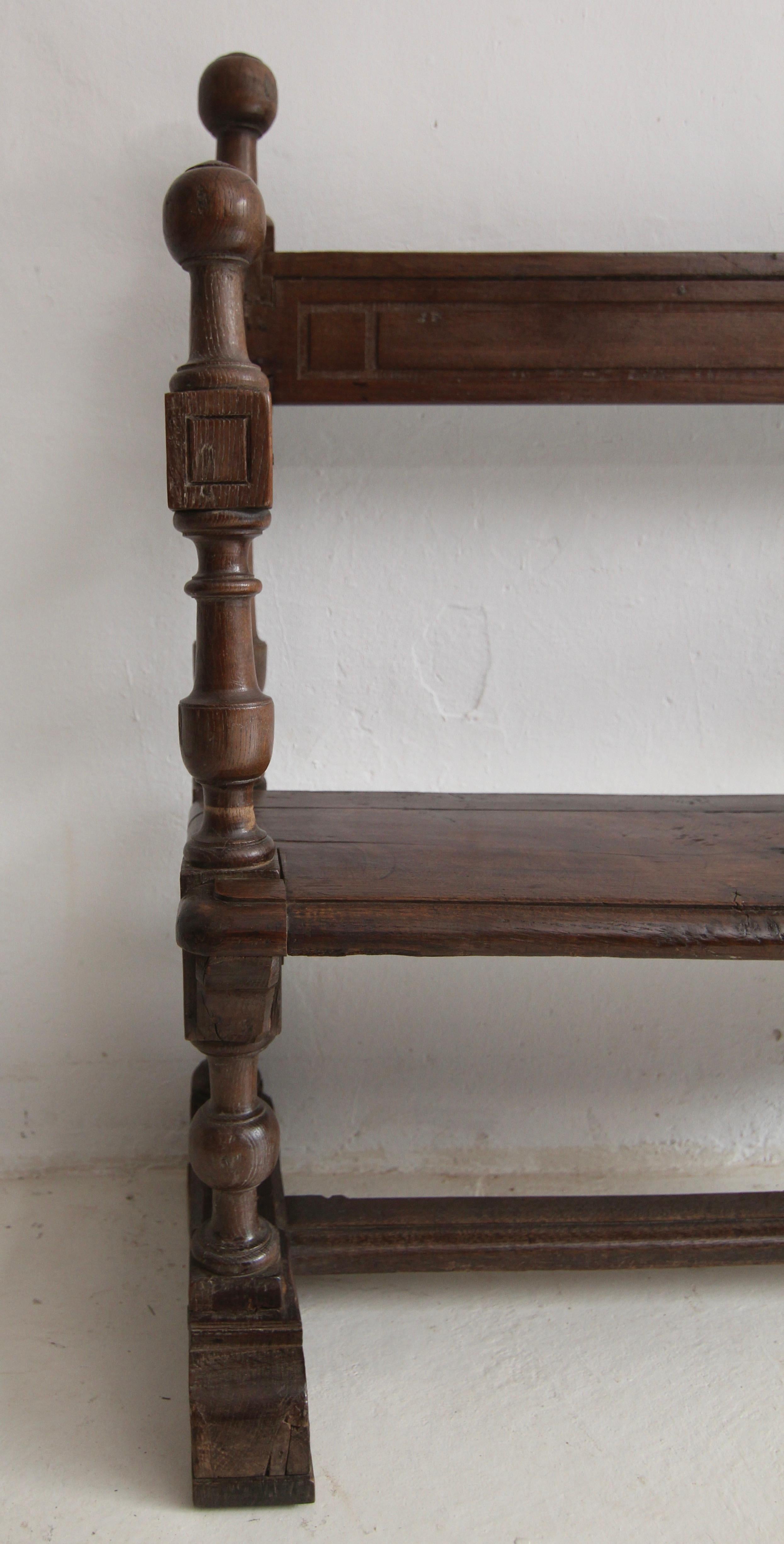 Small Early 19th Century Rustic Oak Church Pew or Bench 6