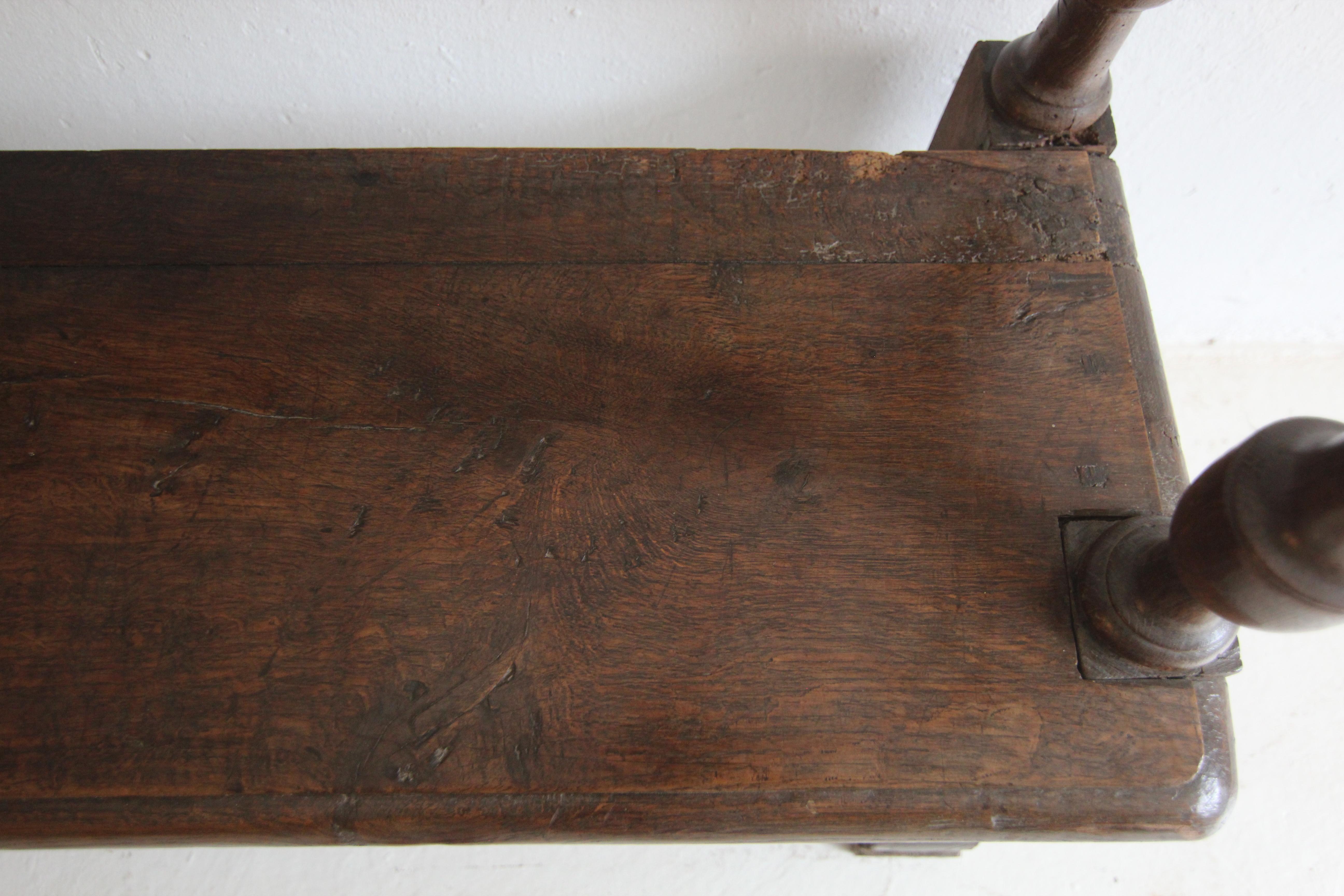 Small Early 19th Century Rustic Oak Church Pew or Bench 9
