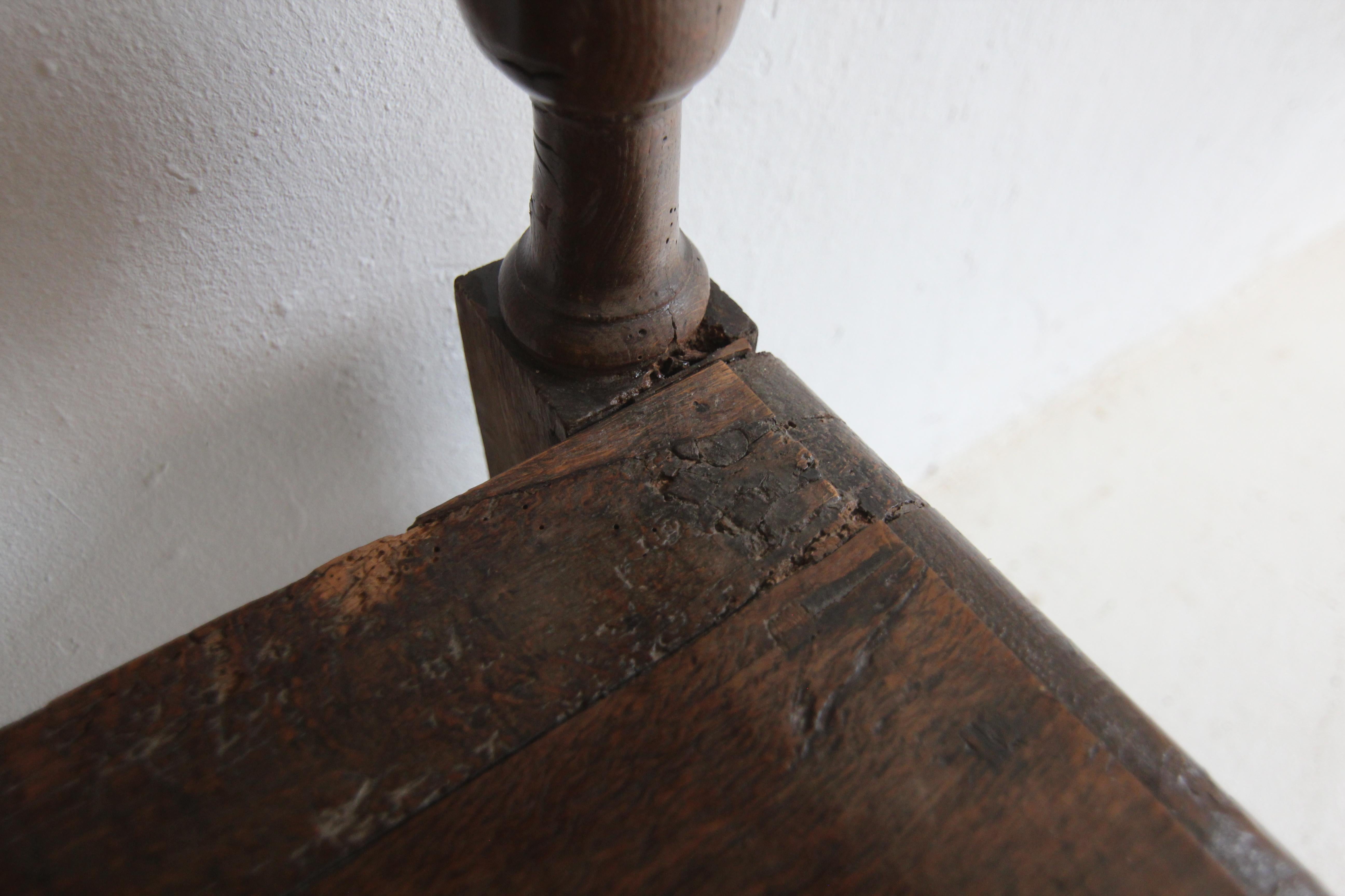 Small Early 19th Century Rustic Oak Church Pew or Bench 10