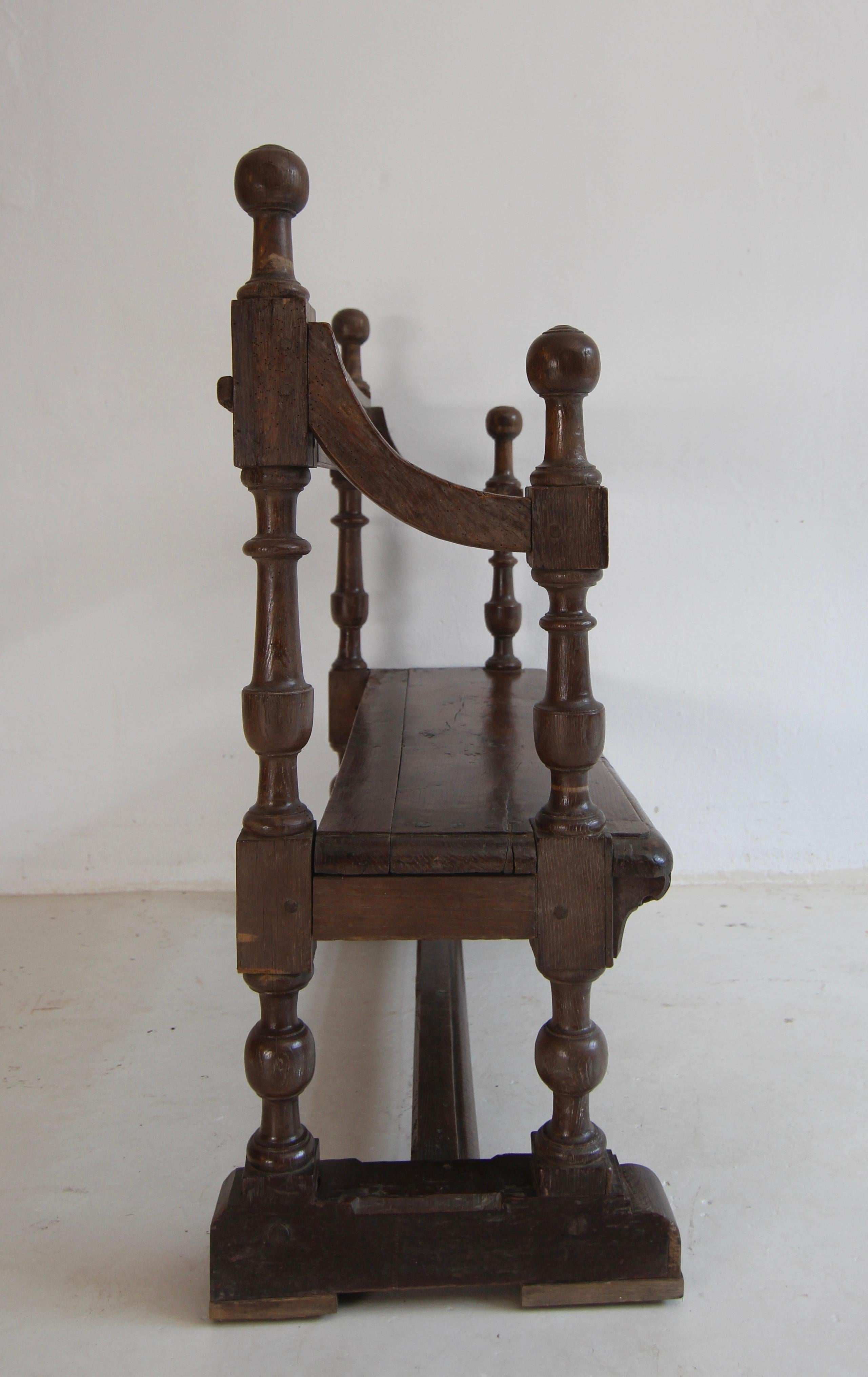 Small Early 19th Century Rustic Oak Church Pew or Bench 14