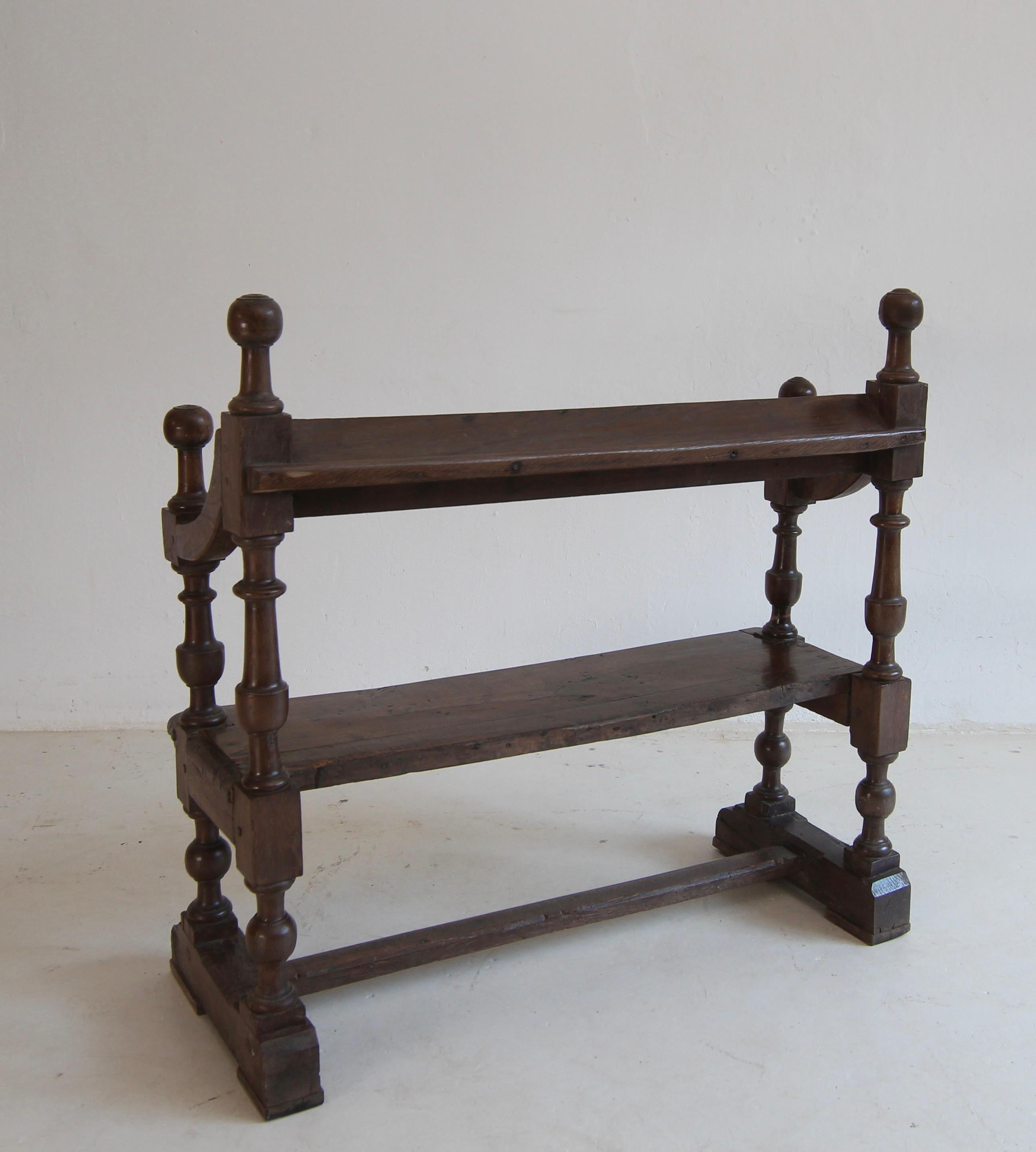 Small Early 19th Century Rustic Oak Church Pew or Bench 16