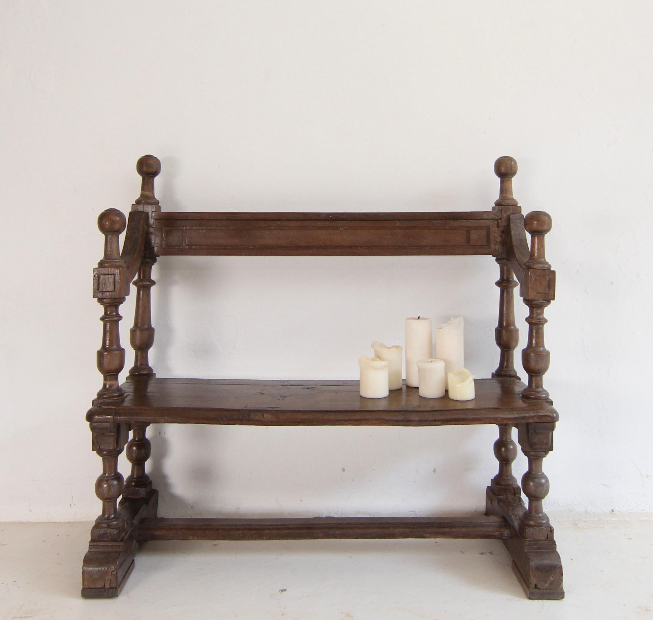 Small Early 19th Century Rustic Oak Church Pew or Bench 2