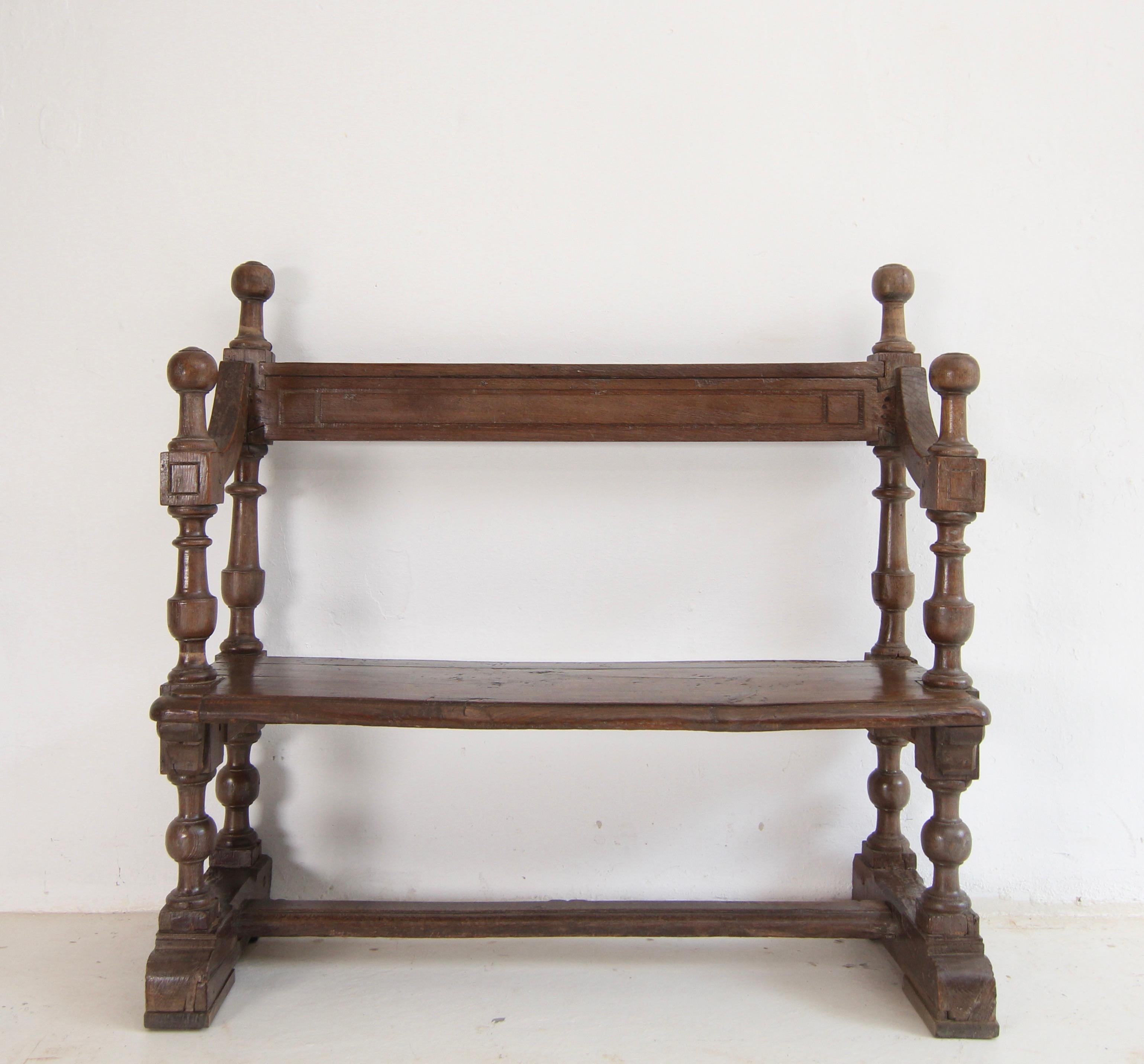 Small Early 19th Century Rustic Oak Church Pew or Bench 3