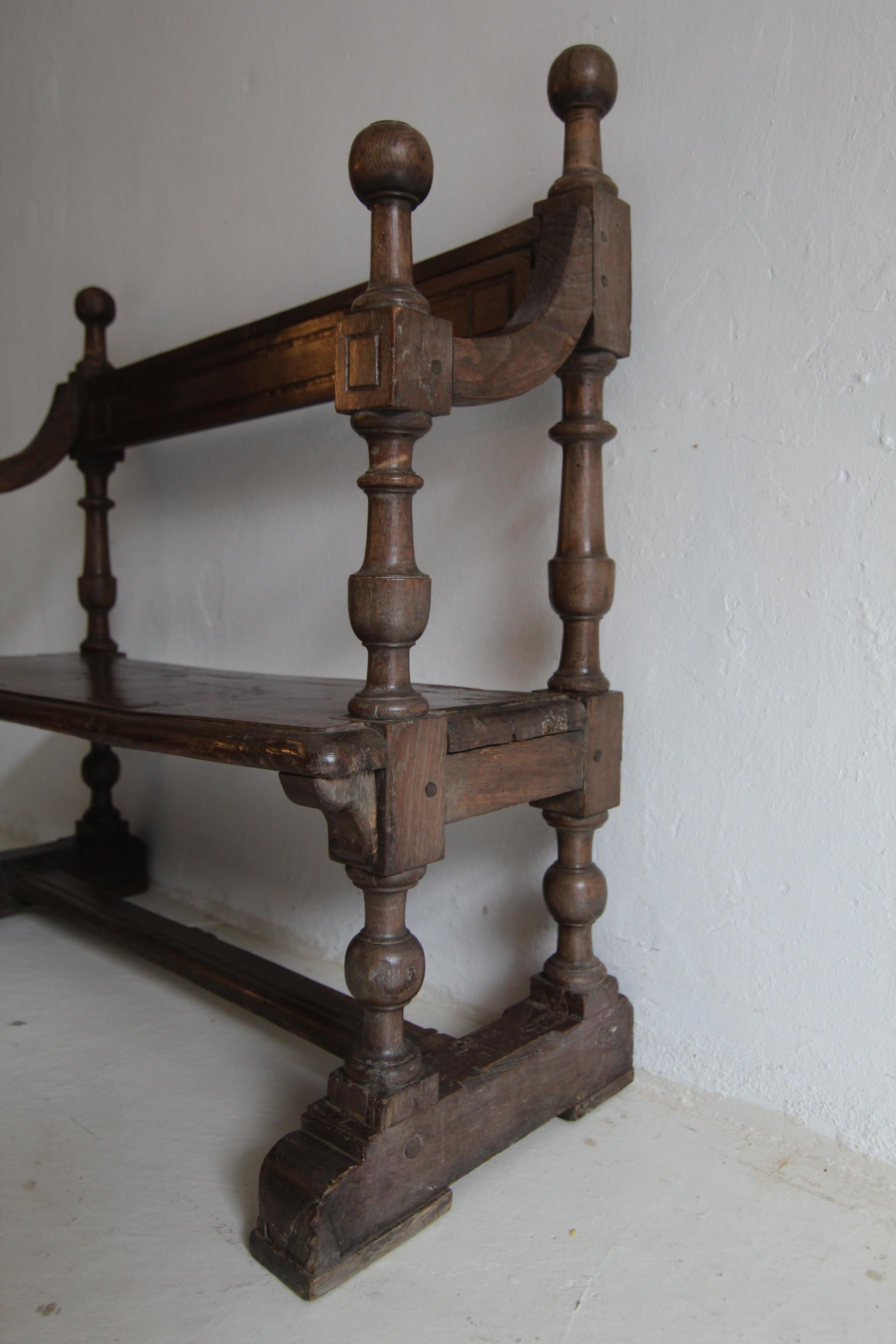 Small Early 19th Century Rustic Oak Church Pew or Bench 4