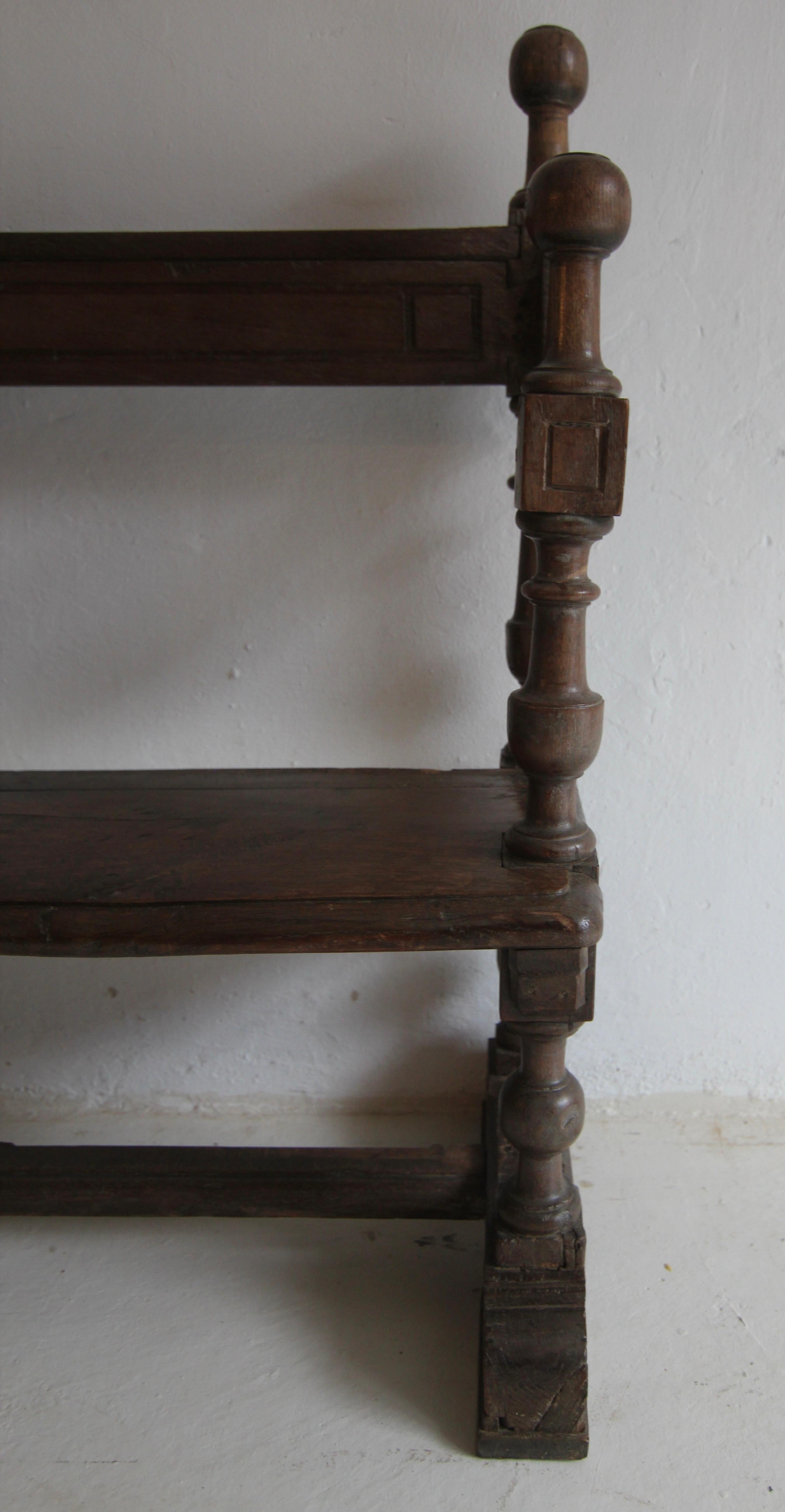 Small Early 19th Century Rustic Oak Church Pew or Bench 5