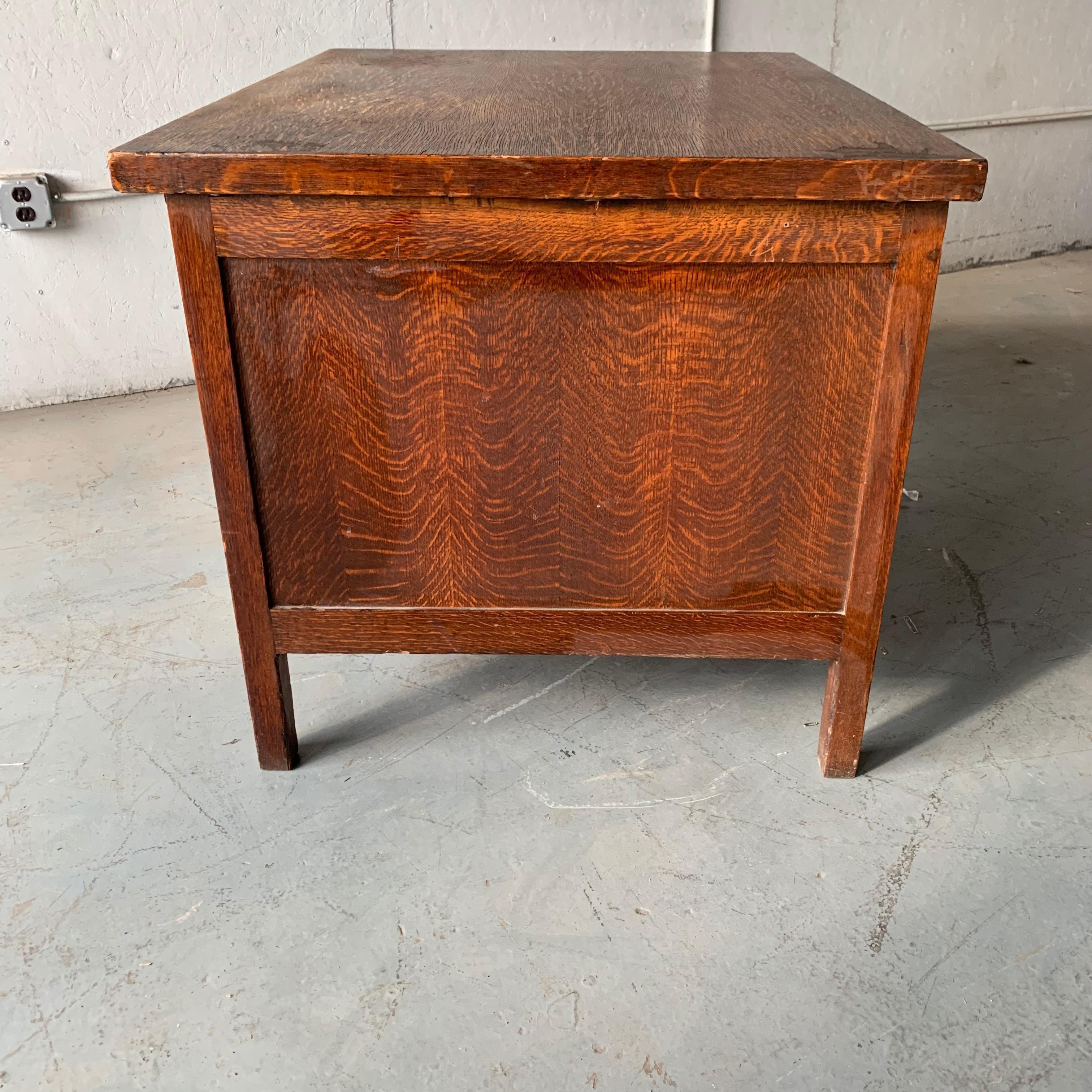 Small Early 20th Century American 3-Drawer Office Desk 13
