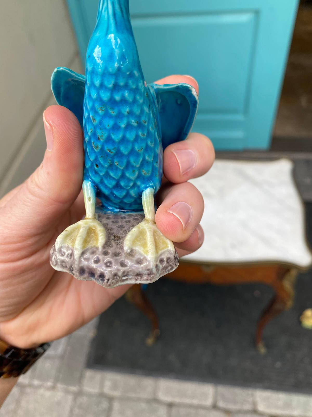 Kleine chinesische glasierte blaue Ente des frühen 20. Jahrhunderts:: nicht markiert 4