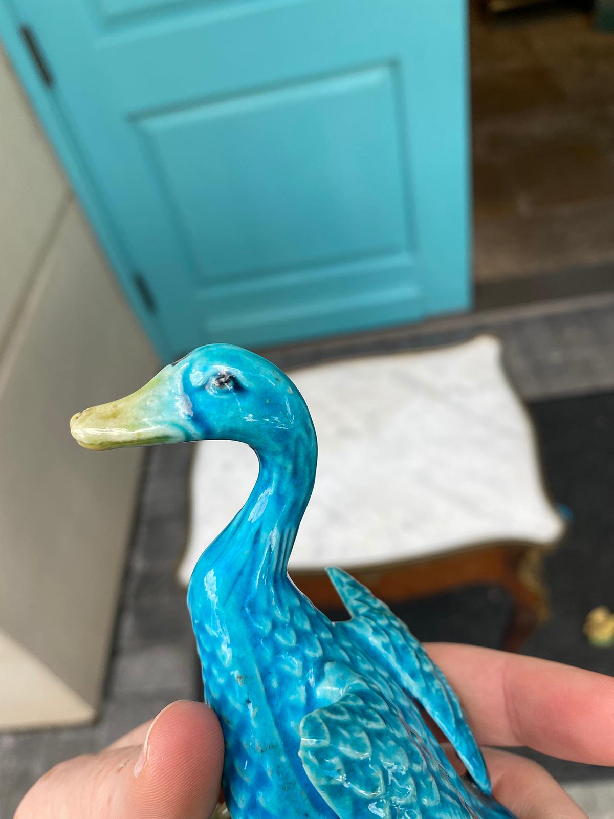 Kleine chinesische glasierte blaue Ente des frühen 20. Jahrhunderts:: nicht markiert 7