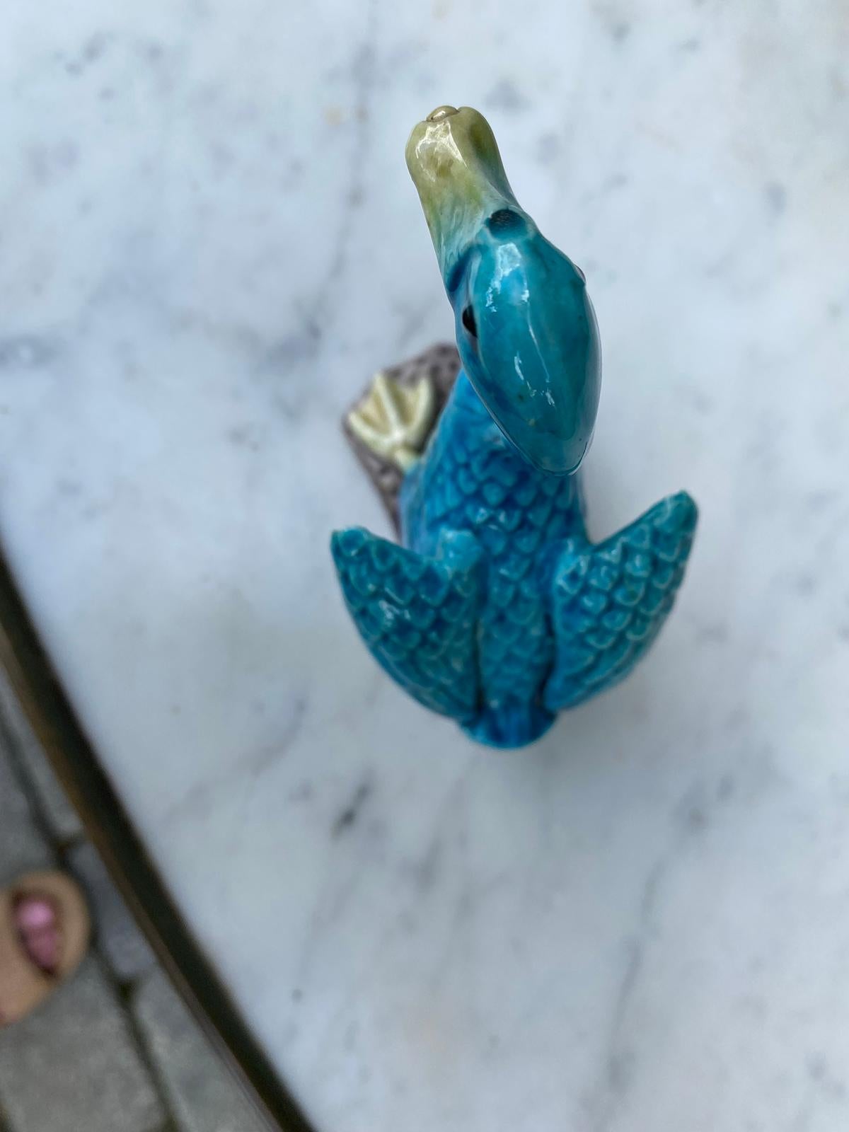Kleine chinesische glasierte blaue Ente des frühen 20. Jahrhunderts:: nicht markiert 2