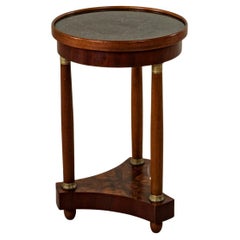 Small Early 20th Century French Empire Style Mahogany Side Table with Marble Top