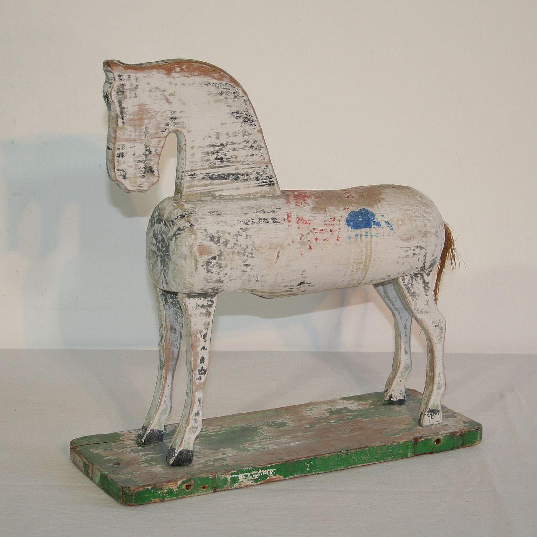 Painted Small Early 20th Century French Wooden Horse