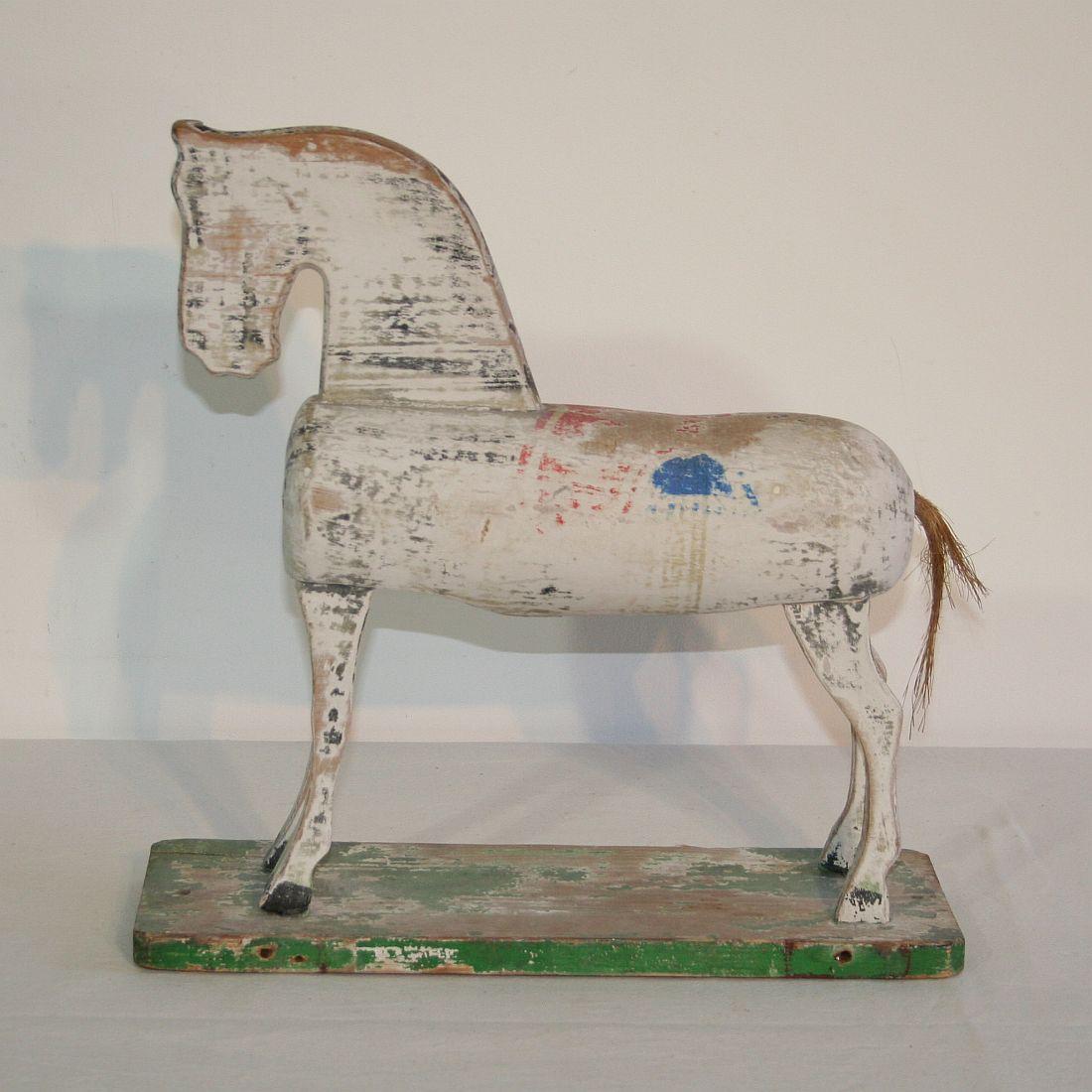 Small Early 20th Century French Wooden Horse In Good Condition In Buisson, FR