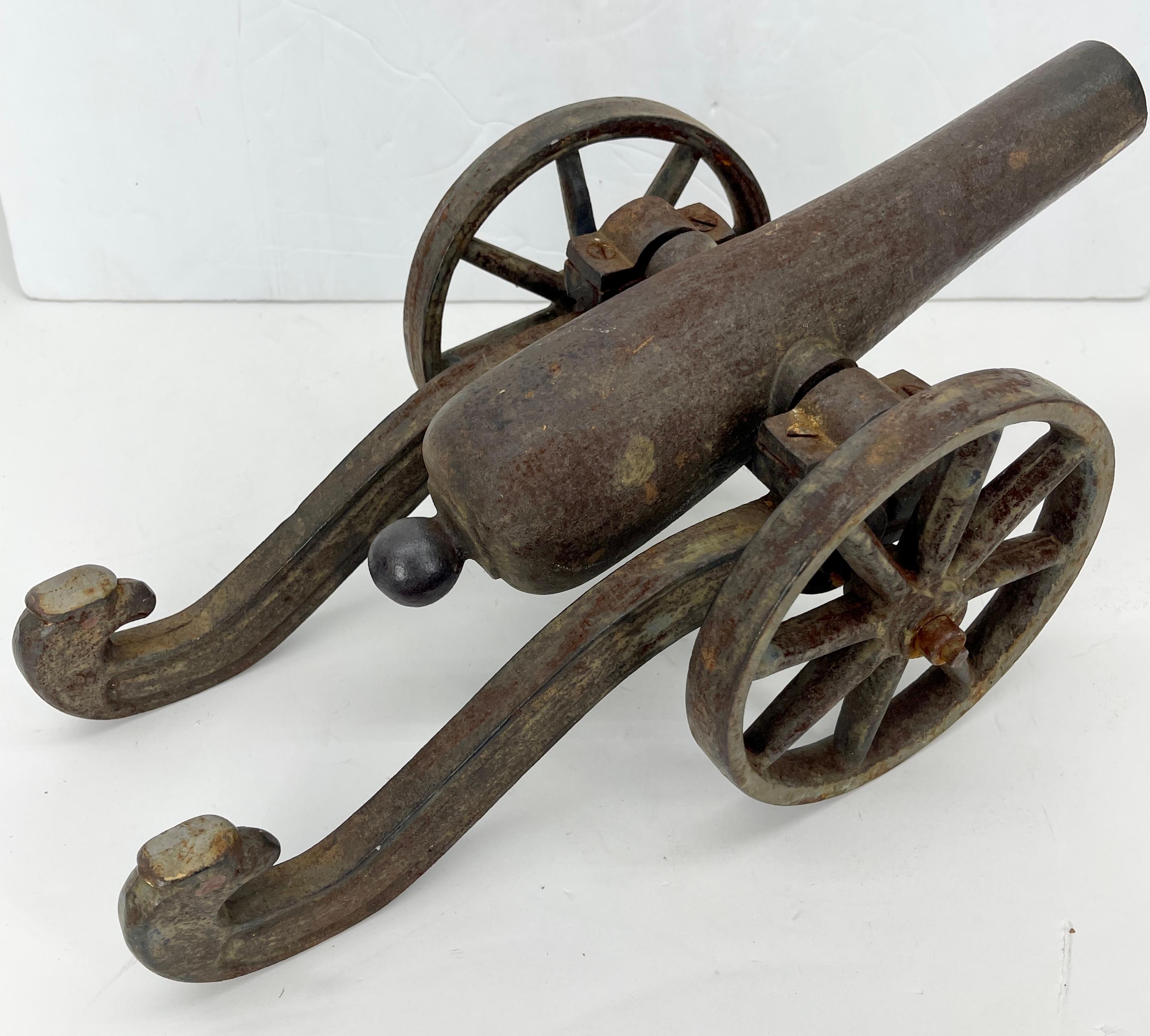 Small Early 20th Century Iron Cannon Desk Accessory with Eagle-Head Decoration For Sale 10