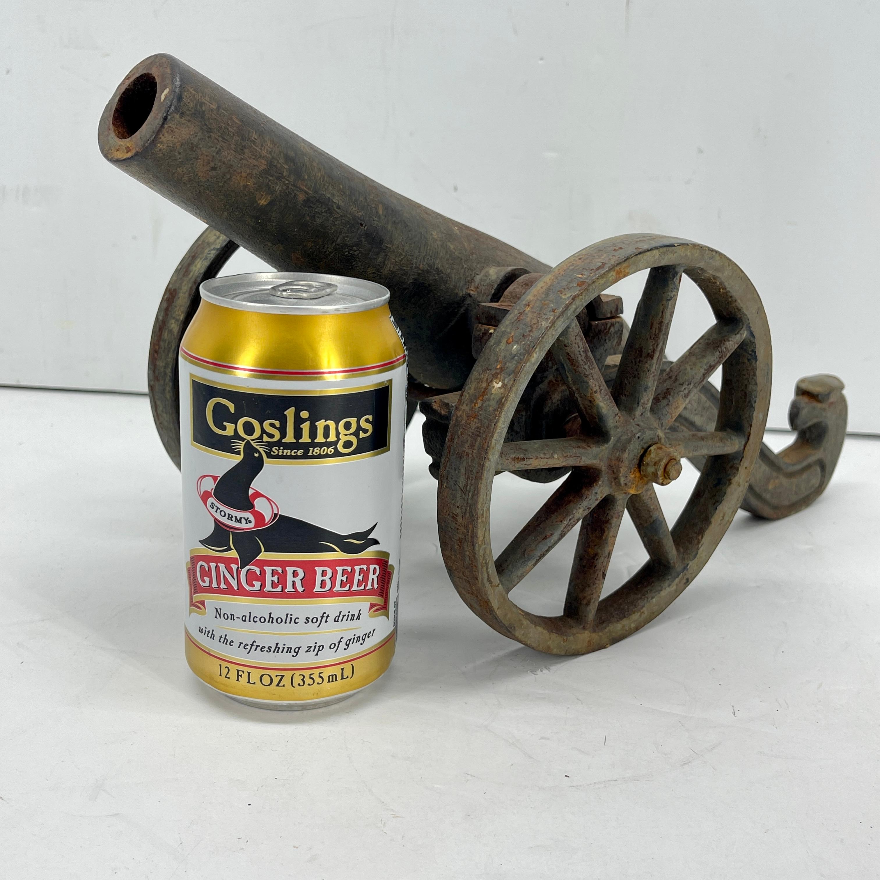 Small Early 20th Century Iron Cannon Desk Accessory with Eagle-Head Decoration For Sale 11