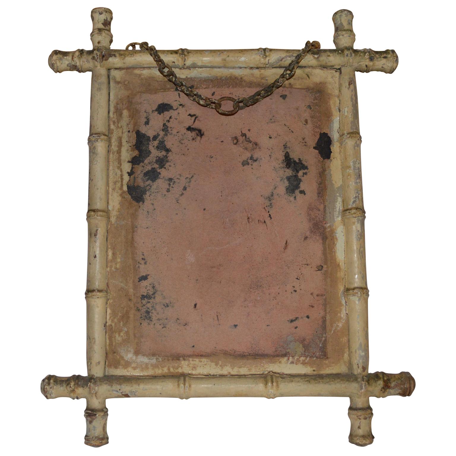 Small Early 20th Century White-Painted French Faux Bamboo Wall Mirror In Good Condition For Sale In Haddonfield, NJ