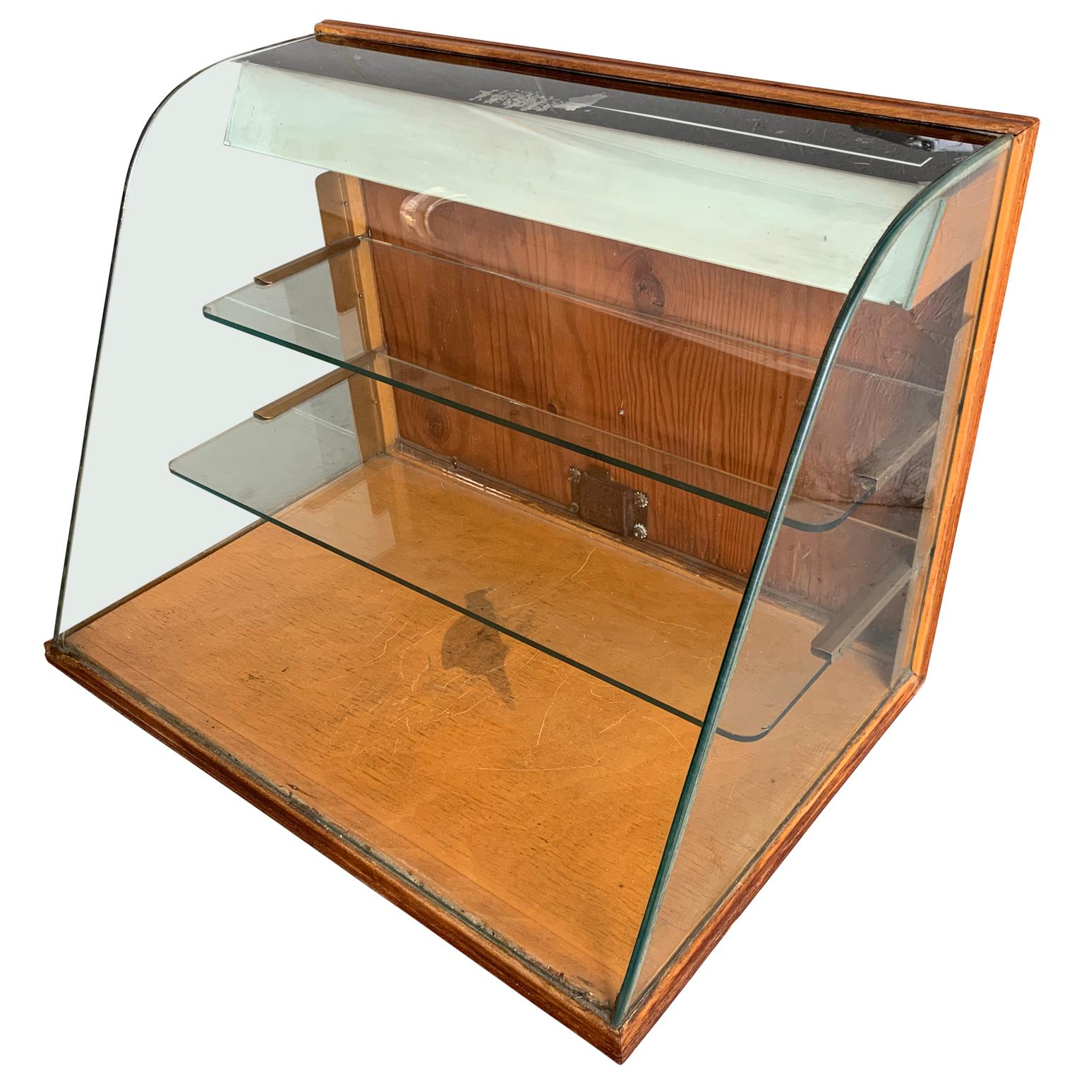 Small Early American Vintage Two-Tier Tabletop Shop Display Case