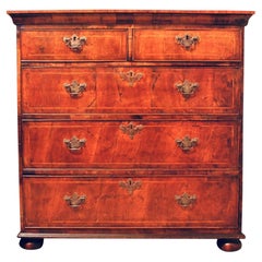 Small Early Georgian Figured Walnut Chest Of Drawers