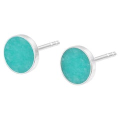Small earrings studs with chrysoprase sterling silver