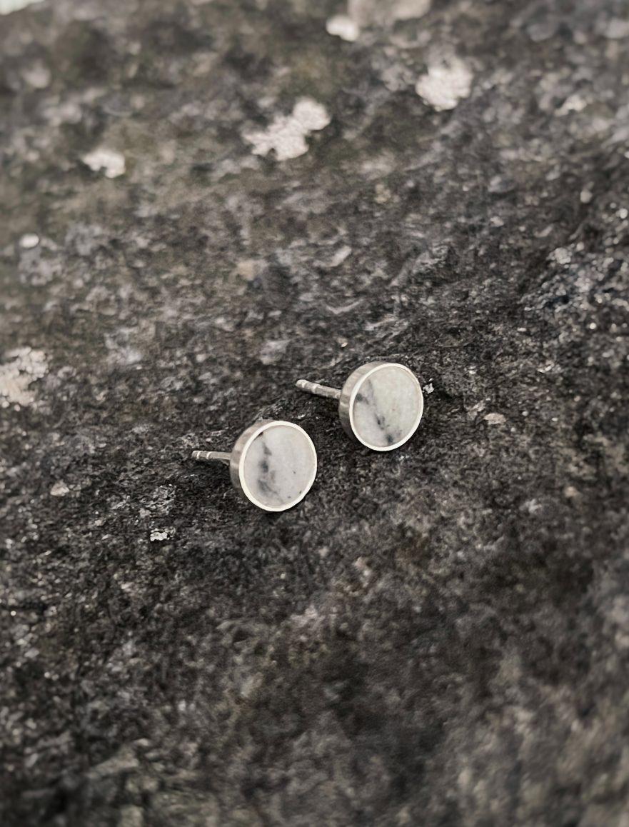 Contemporary Small earrings studs with grey stone dolomite Picasso For Sale