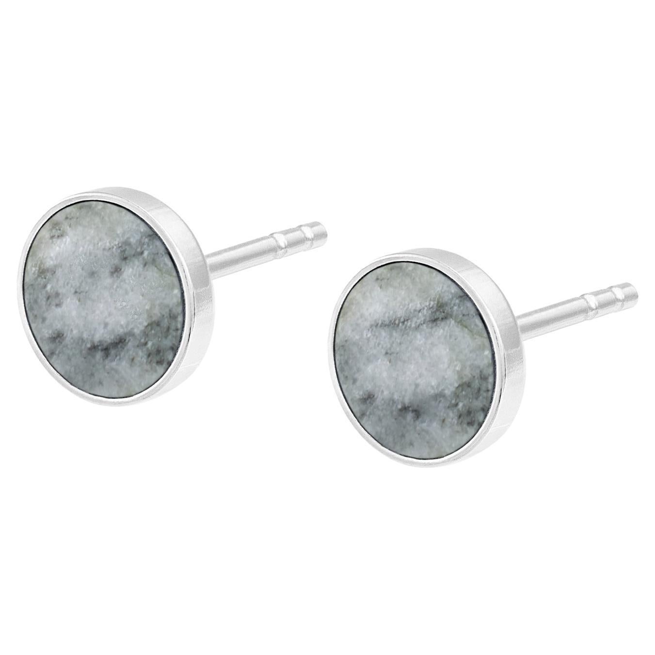 Small earrings studs with grey stone dolomite Picasso For Sale