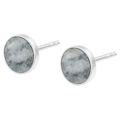 Small earrings studs with grey stone dolomite Picasso