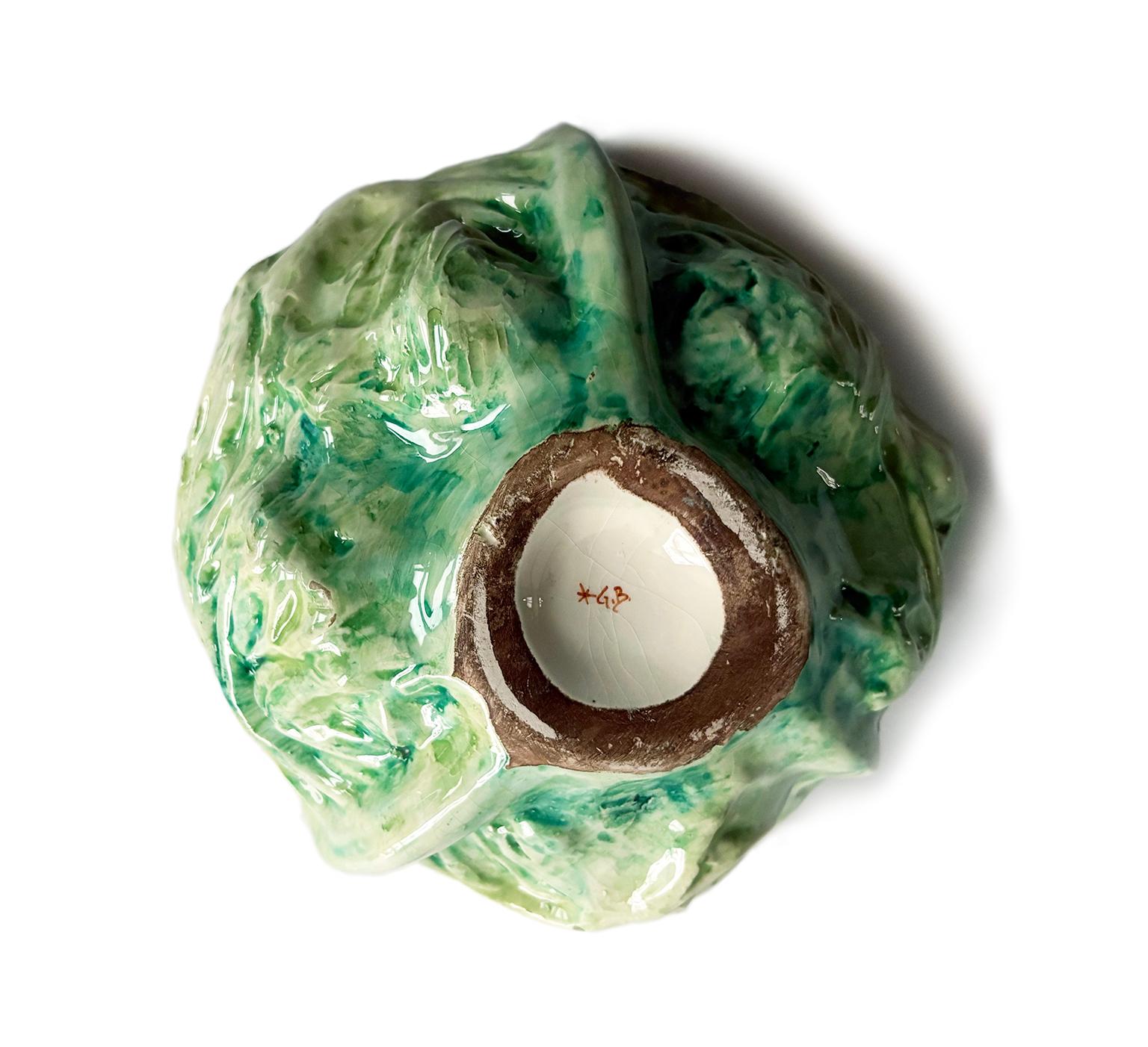 Small Earthenware Cabbage-Shaped Soup Tureen, Gaetano Bonato, late 19th century For Sale 3