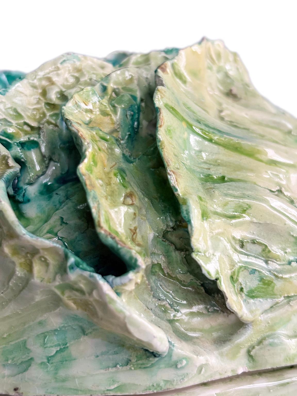 Small Earthenware Cabbage-Shaped Soup Tureen, Gaetano Bonato, late 19th century For Sale 7