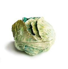 Small Earthenware Cabbage-Shaped Soup Tureen, Gaetano Bonato, late 19th century